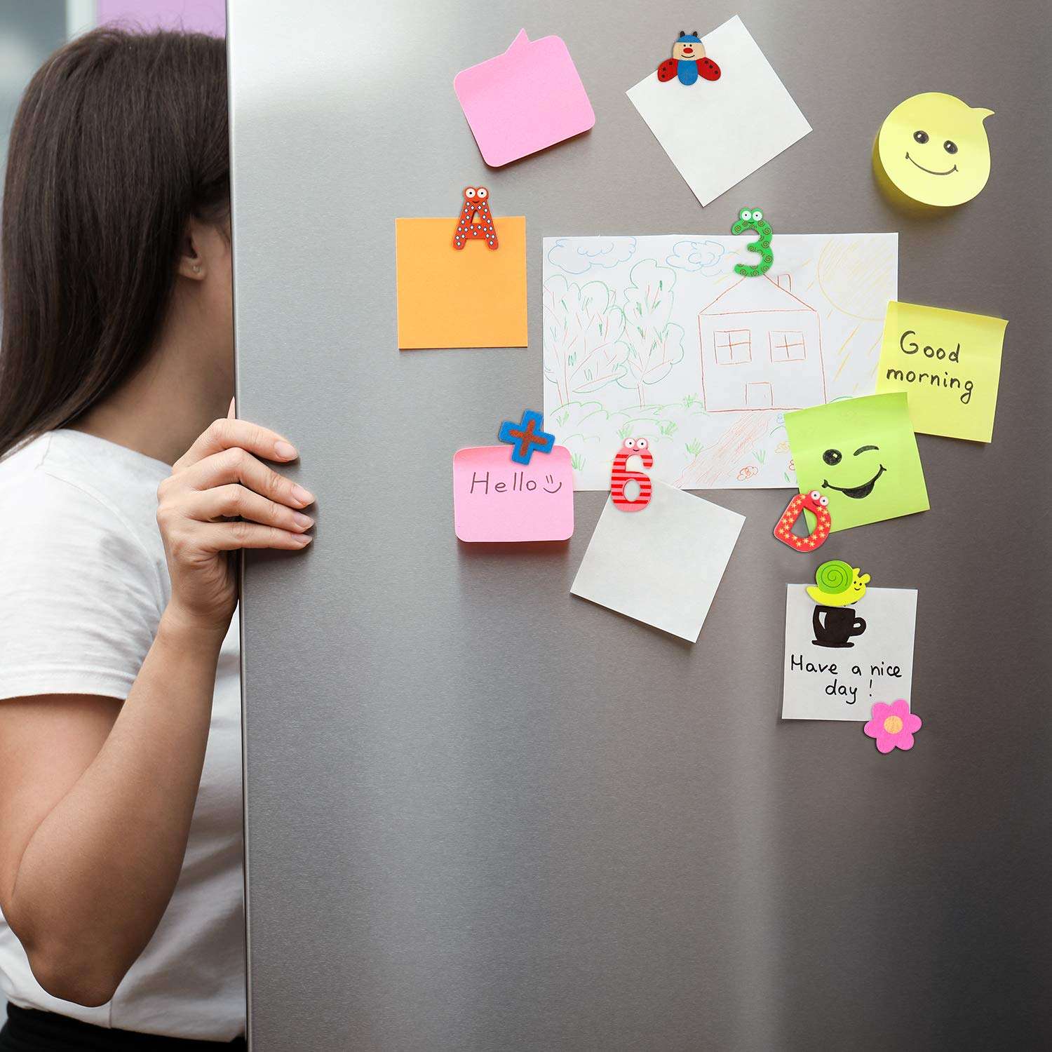 53 Pieces Magnetic Letters Fridge Wooden Alphabet Magnets Novelty Cartoon Animals Numbers Letters Refrigerator Magnets Wooden Fridge Magnet Letters Whiteboard Magnetic Stickers for Learning/Education 3