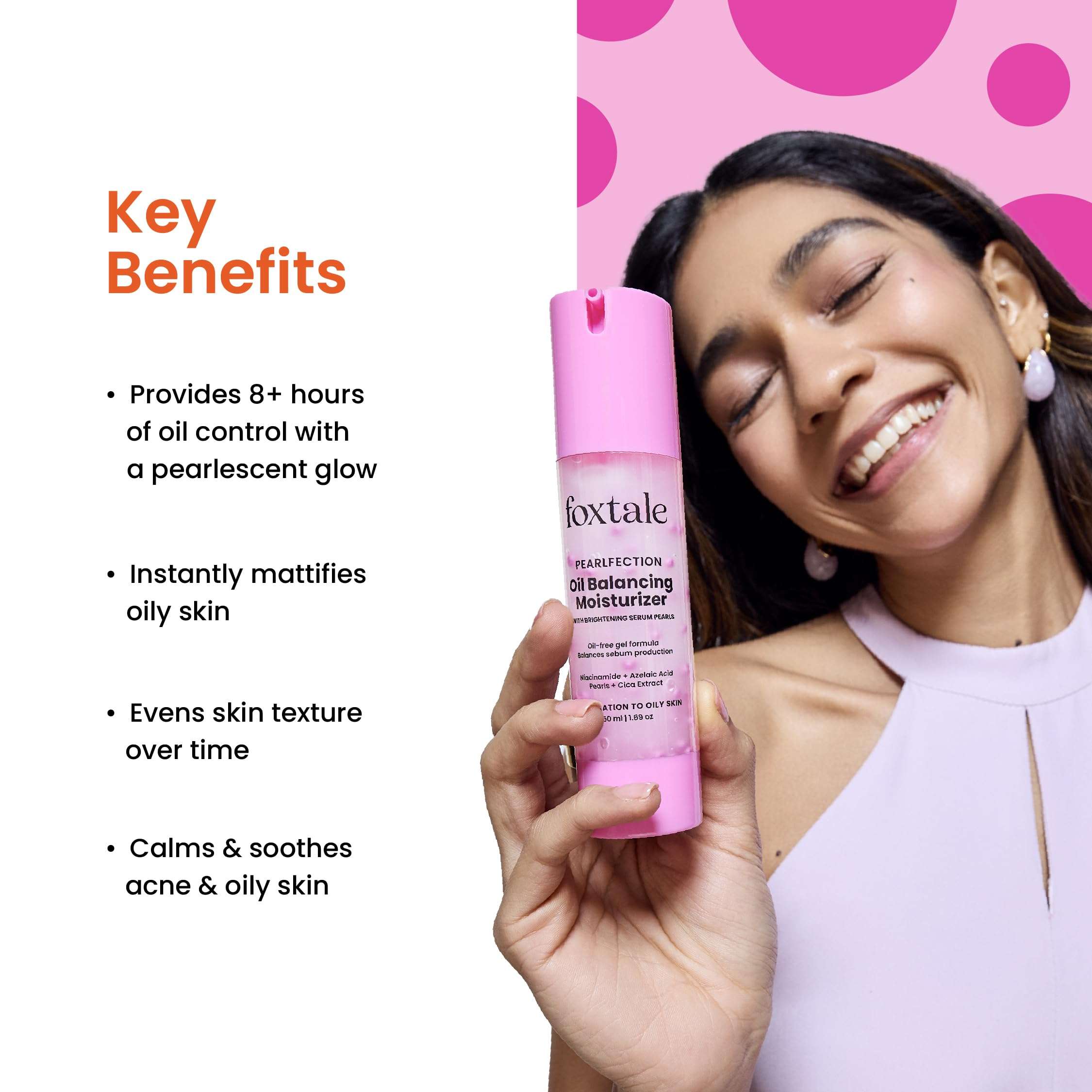 Foxtale Oil-Balancing Gel Moisturizer with Niacinamide, Azelaic Acid Pearls & Cica, 8+ Hours Shine-Free Hydration, Oil-free, Lightweight, Balances Sebum Production, For Oily & Acne-Prone skin, Men & Women, (2 x 50 ml) 3