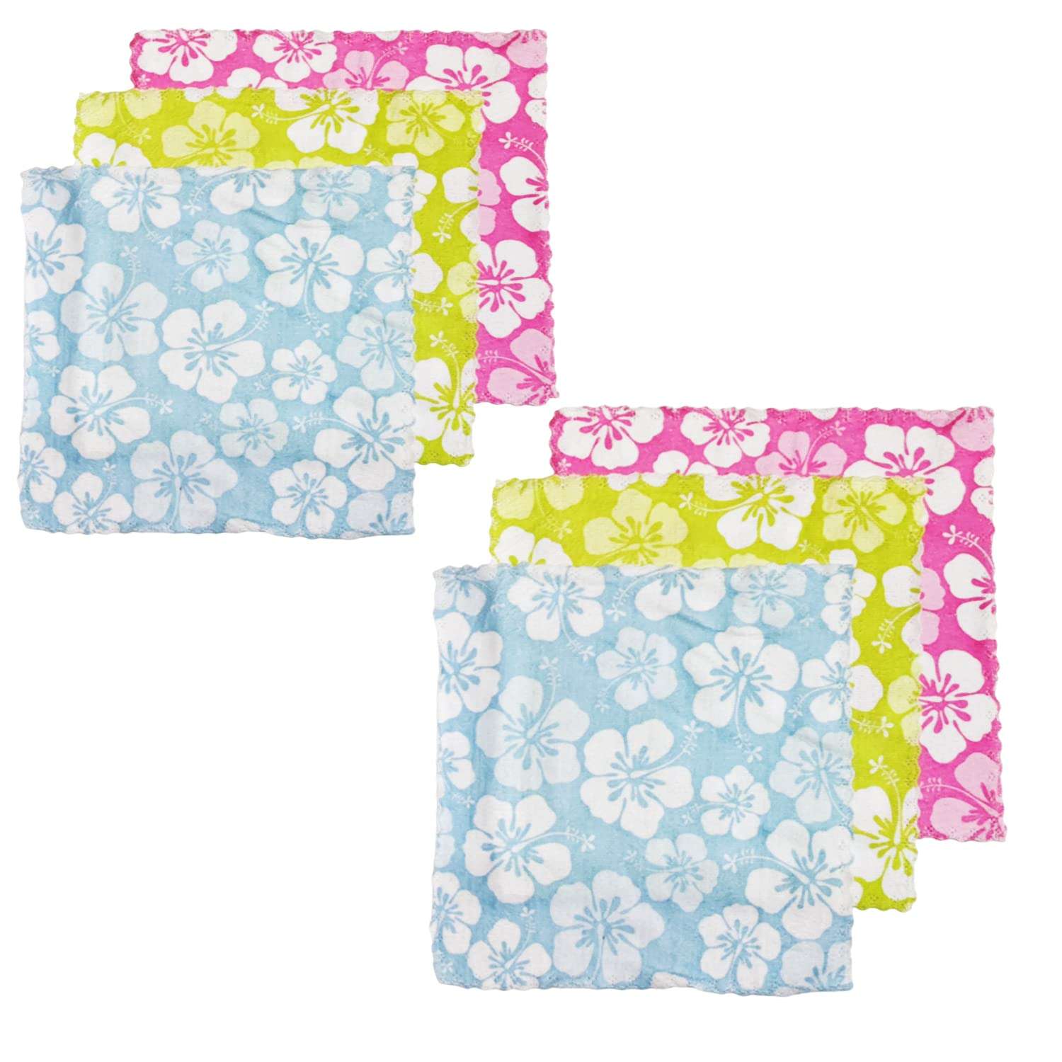 Myynti Cotton Cute Hand Towel Set Handkerchief Face Hankies for Women and Girls Multicolor Multi-Design 6 PCS 5