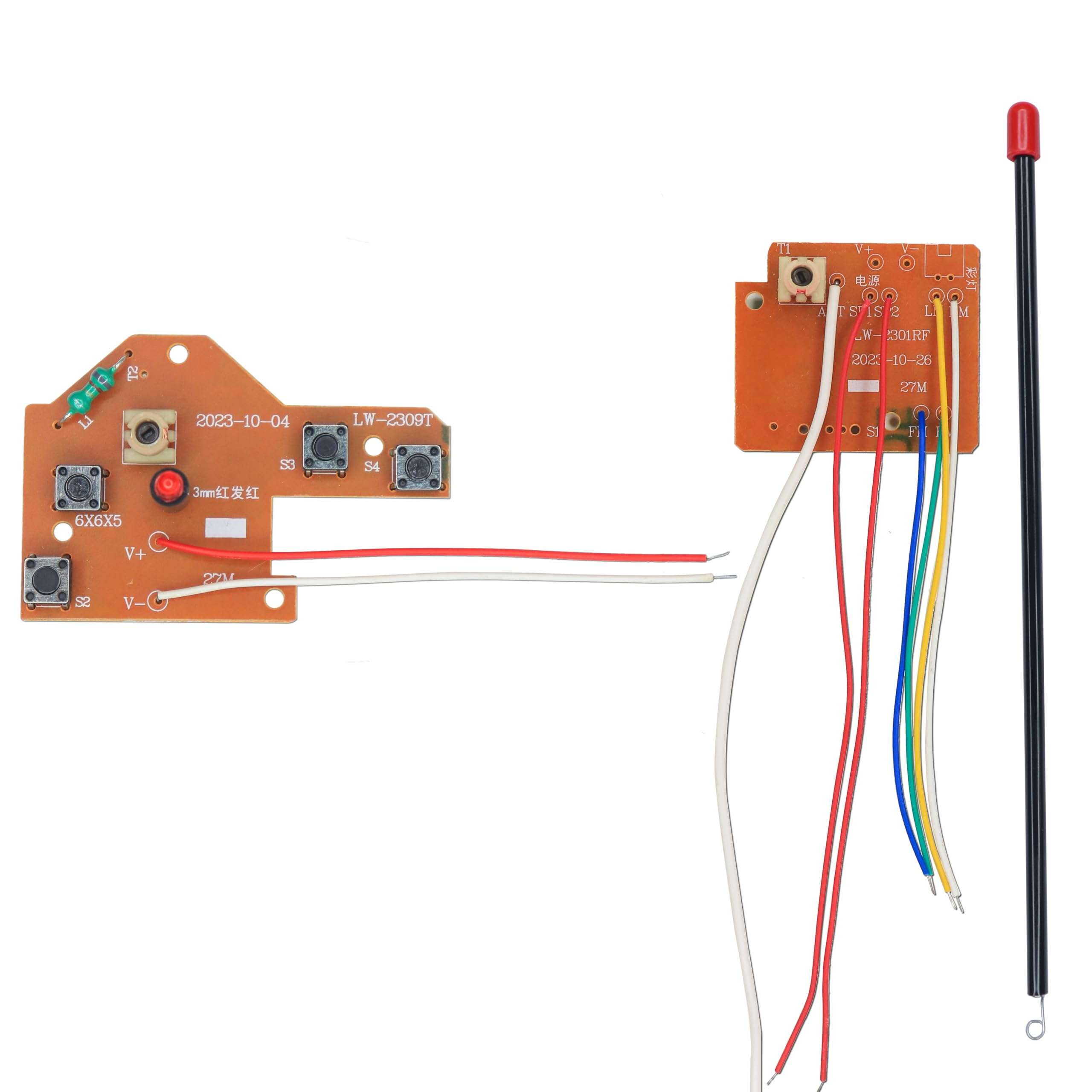 Electronic Spices 27MHz 4CH RC Car Remote Control Circuit PCB Transmitter and Receiver Board with Antenna