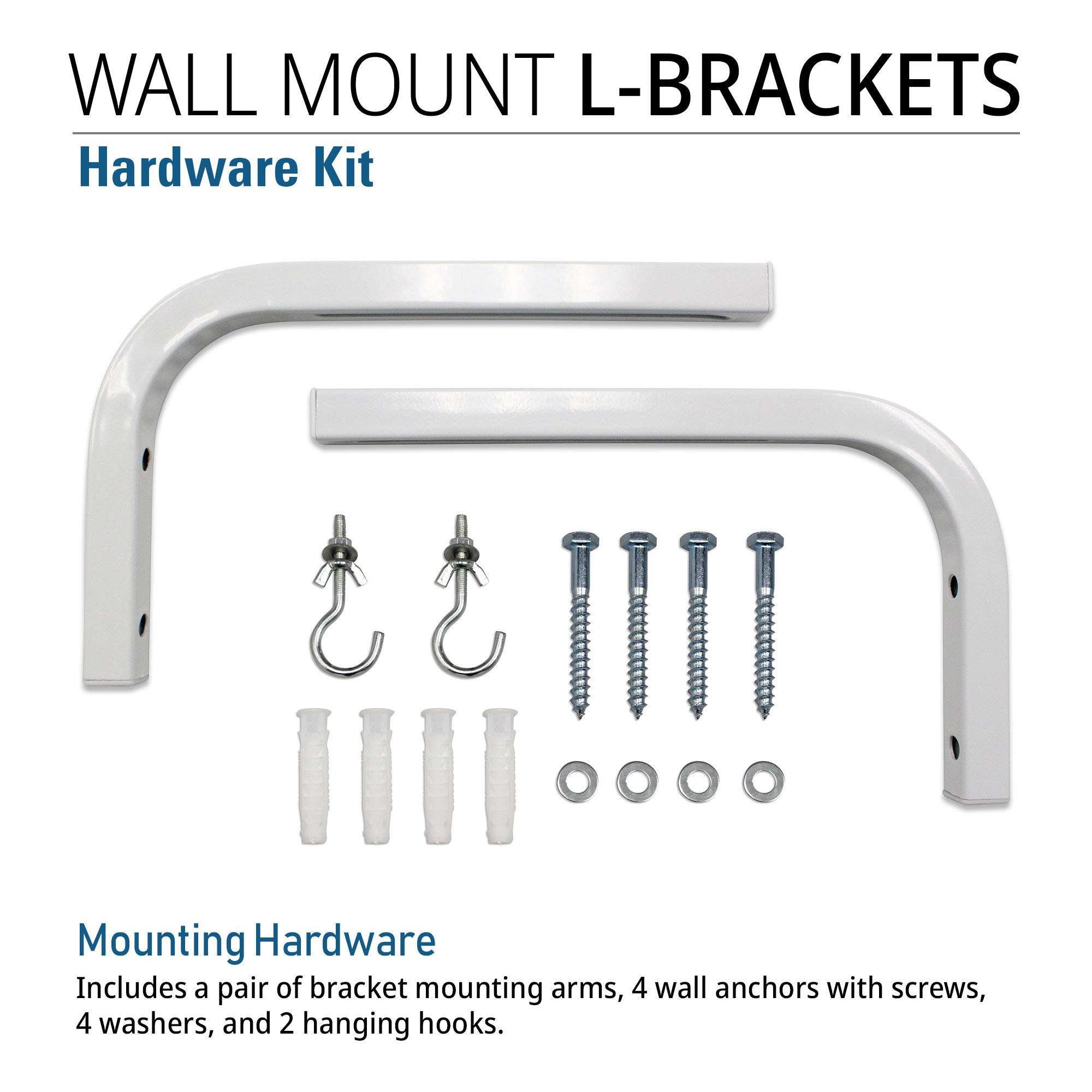 Akia Screens 10 inch Universal Projector Screen L-Bracket Wall Hanging Mount Kit 10" Adjustable Extension with Hook for Projector Screen Indoor Outdoor Movie Video Home Theater, White, AK-ZLB10W 3