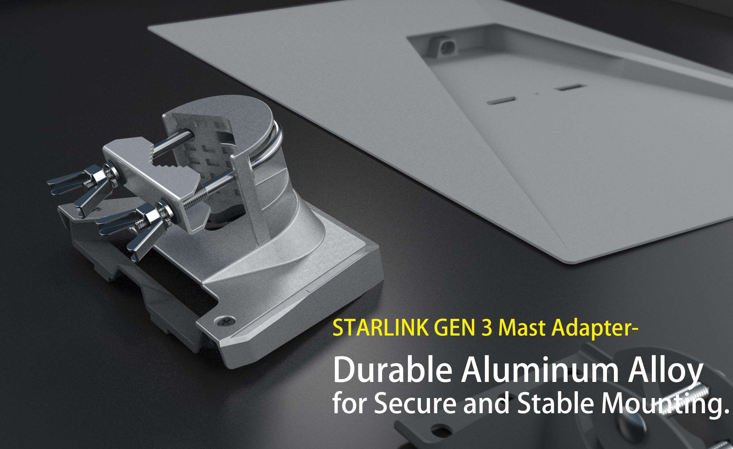 CEKAY Starlink Mounting Kit,Starlink Pipe Mount Adapter, with Starlink Mount Adapter Compatible with Gen3 / V3 Starlink Standard Dish (Adapter Included Only) 3