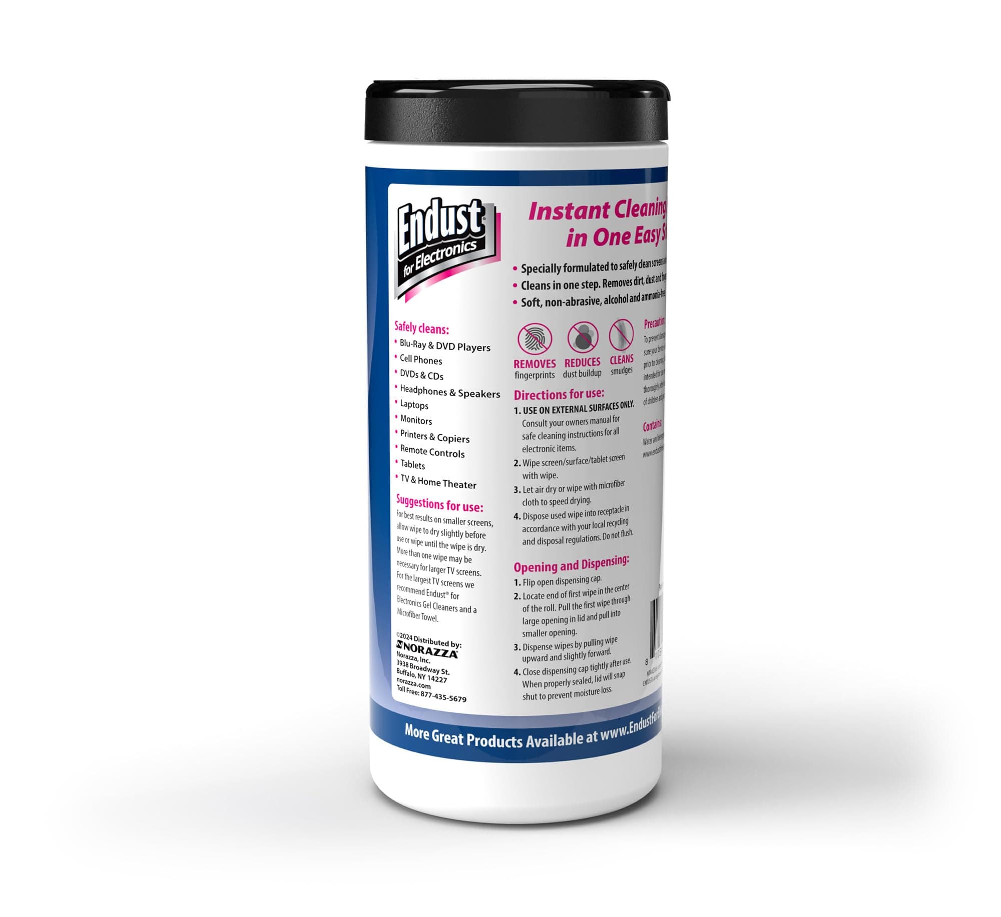 Endust For Electronics; Screen & Surface Cleaning Wipes, For TV, Phone, Computer Monitor, Laptop, Tablet, Pre-Moistened, Alcohol and Ammonia Free, 70 Count, 6 Pack (11506P6) 3