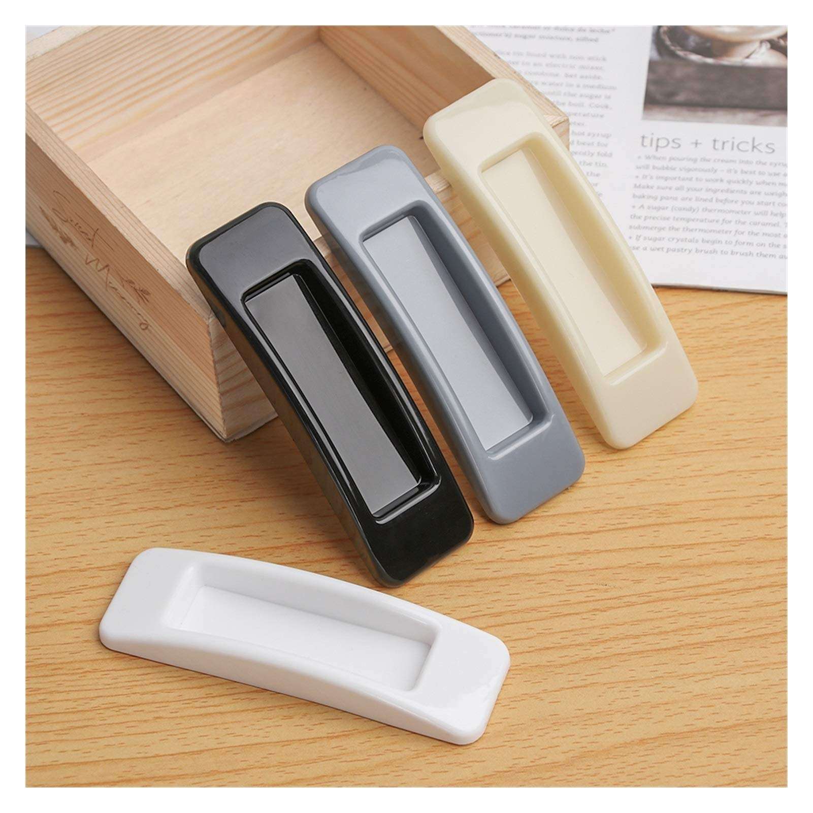 Plastic Self-Adhesive Handles, Cabinets, Screen Door Handle,Front Door Handle,Barn Door Handles, Drawers, Bathroom, Hotel, Room Doors. (Color : Black) 1