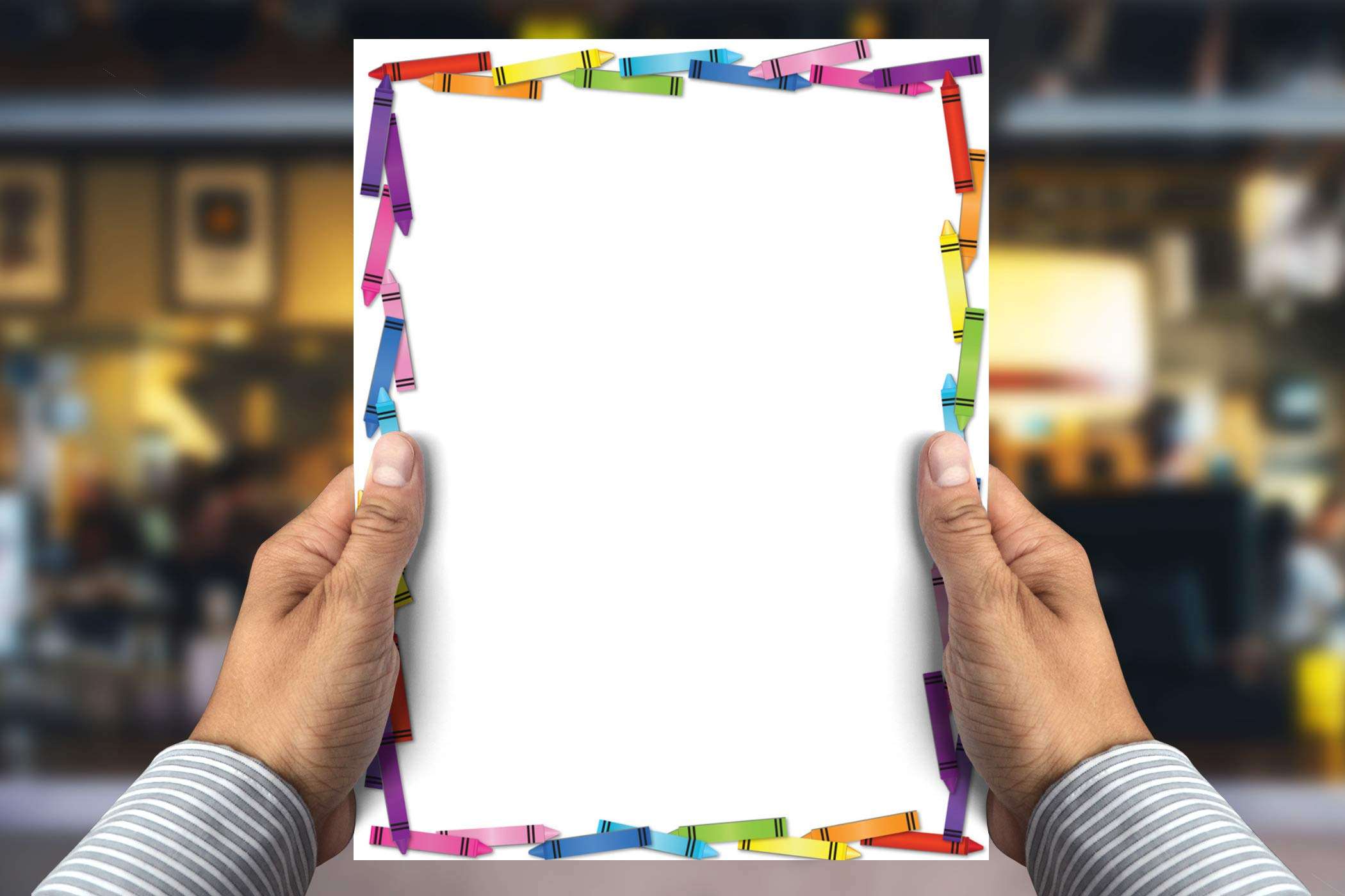 Colorful Crayon Border Stationery - 8.5 x 11 - USA Made - 60 Letterhead Sheets for Kids - Teacher Letterhead - Teacher Paper (Crayons) 2