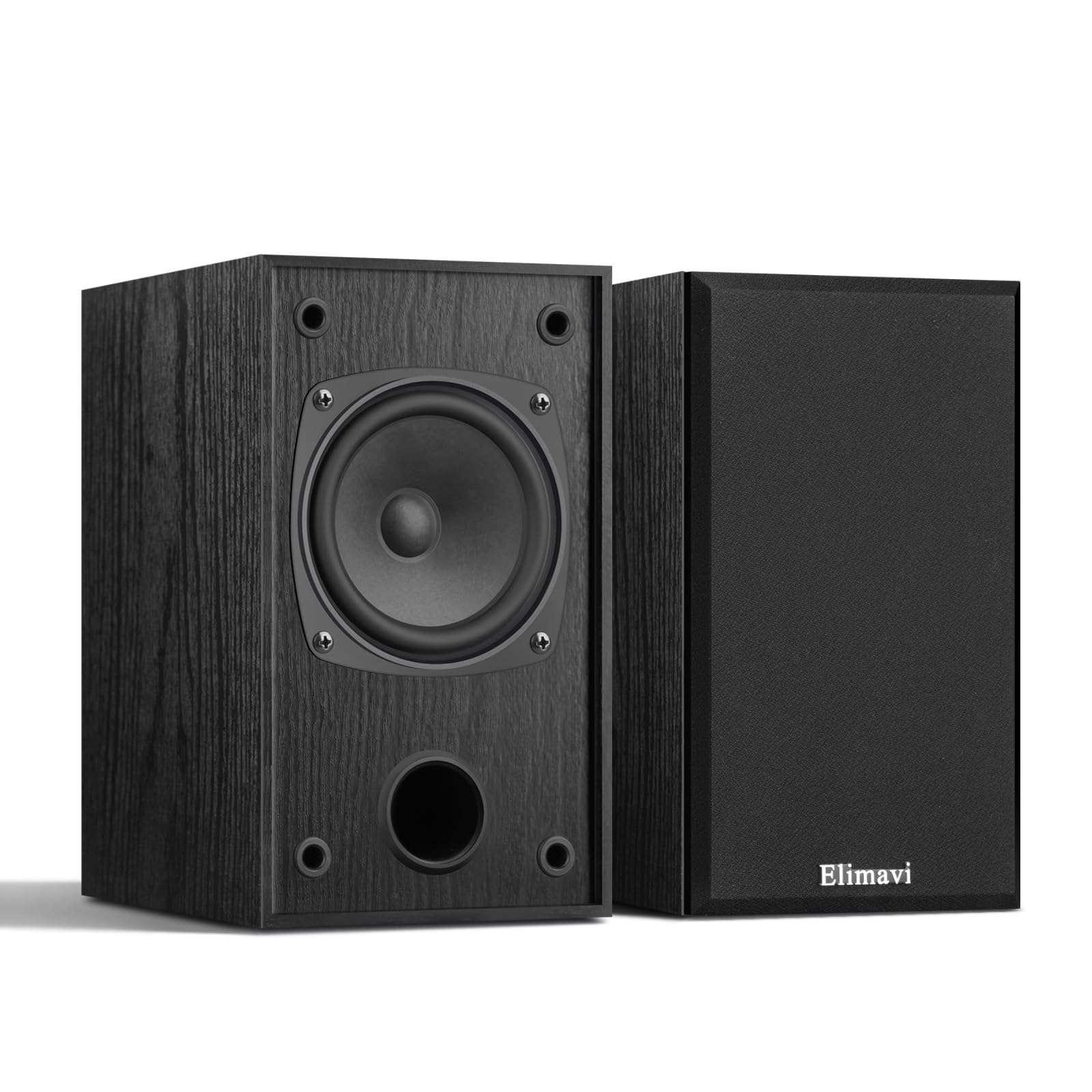 Elimavi 30W*2 Passive Bookshelf Speakers for Record Players and Home Theater Systems, Midrange and High-Frequency Stereo Speakers, Indoor Rear Surround Speakers, Requires a Receiver or Amplifier,Black 1