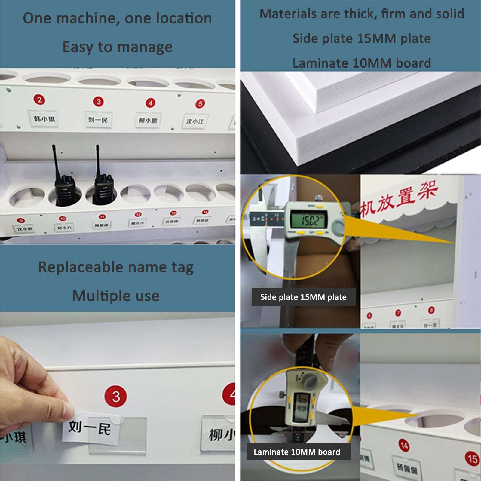 FUDUOSHUNYI Universal Walkie Talkie Holder Radio Case, Wall Mounted Radio Microphone Organizer Hanger, Handheld Radio Holder Multi Grids Tool Storage Cabinet 6