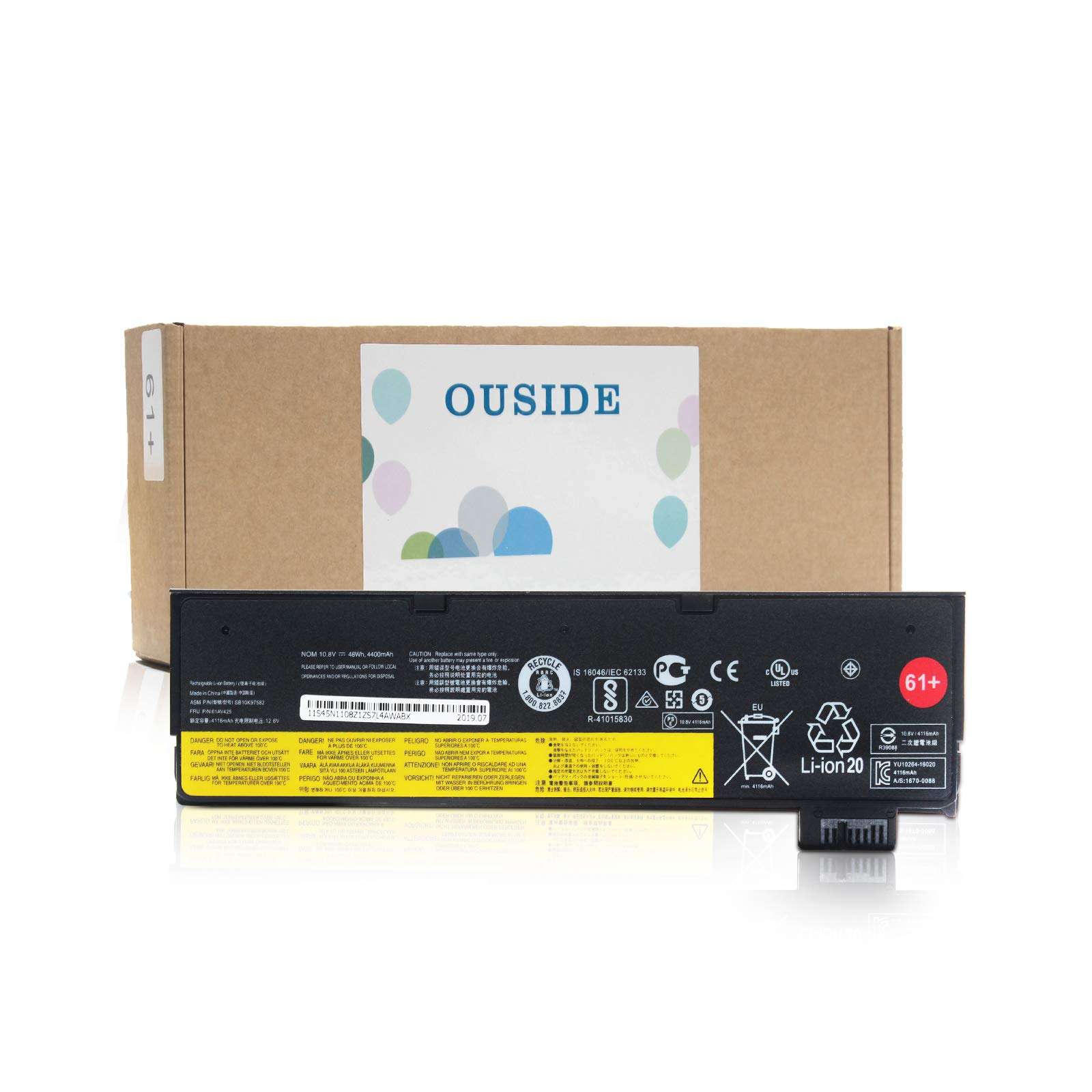 OUSIDE 61+ 01AV425 T470 T480 L18M6P71 Laptop Battery Compatible with Lenovo ThinkPad T570 T580 A475 P51S P52S TP25 Series 61+ 4X50M0881 01AV491 SB10K97582 SB10K97583 SB10K97661 Series. 1