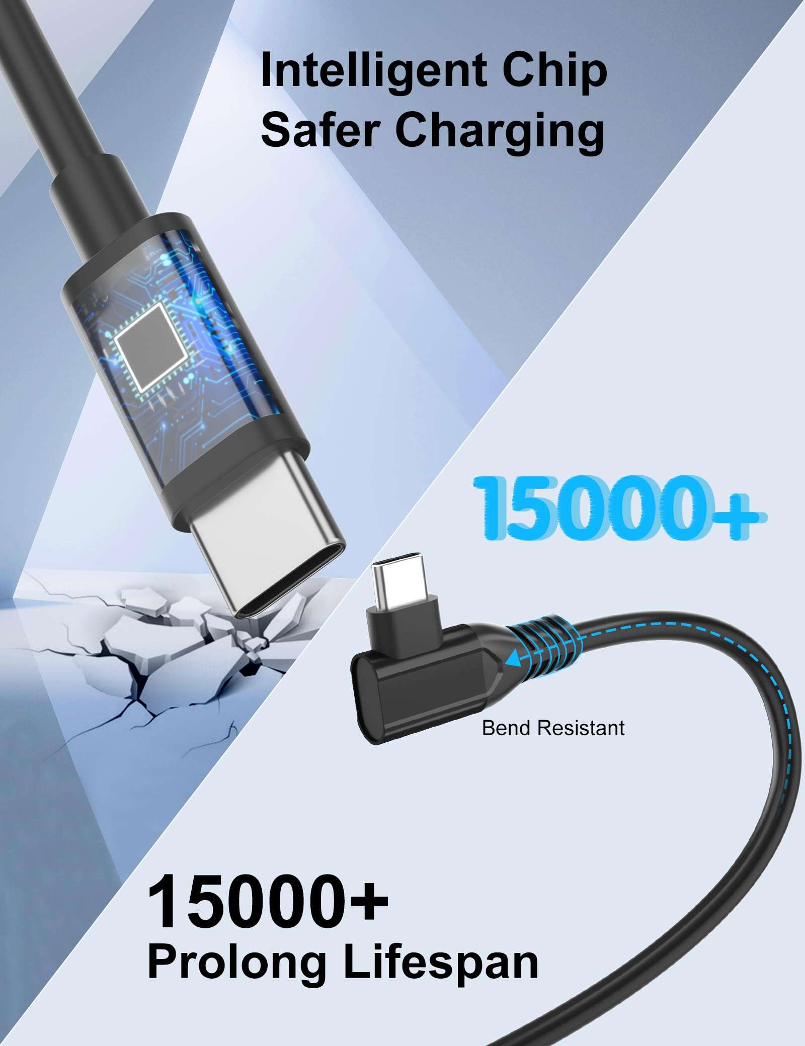 TOPAUX for iPhone 16e Wallet Case USB C Cable 240W 10ft Fast Charging for VR Headset Laptop 140W USB C to C Cable for MacBook Pro Type C Right Angle Power Cord 100W for Chromebook PD Wire for iPhone 5