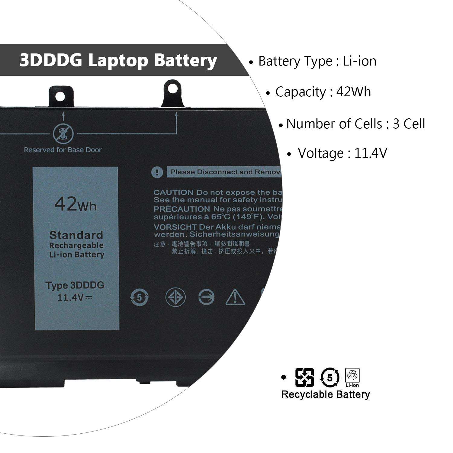 SWEALEER 42Wh 3DDDG Laptop Battery Compatible with Dell Latitude 5280 5288 5480 5490 5580 5590 5491 5591 5488 5495 E5280 E5288 E5480 E5490 E5580 E5590 Precision 3520 3530 Series 080JT9 03VC9Y 3