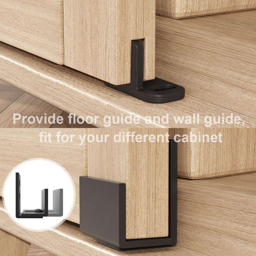 ZEKOO 3FT Super Mini Sliding Barn Door Hardware Kit for Single Door Cabinet, Small Barn Door Hardware Track Kit for TV Stand, Cupboards, Storage Cabinets, Wardrobes, I Shape Hanger (No Cabinet) 5