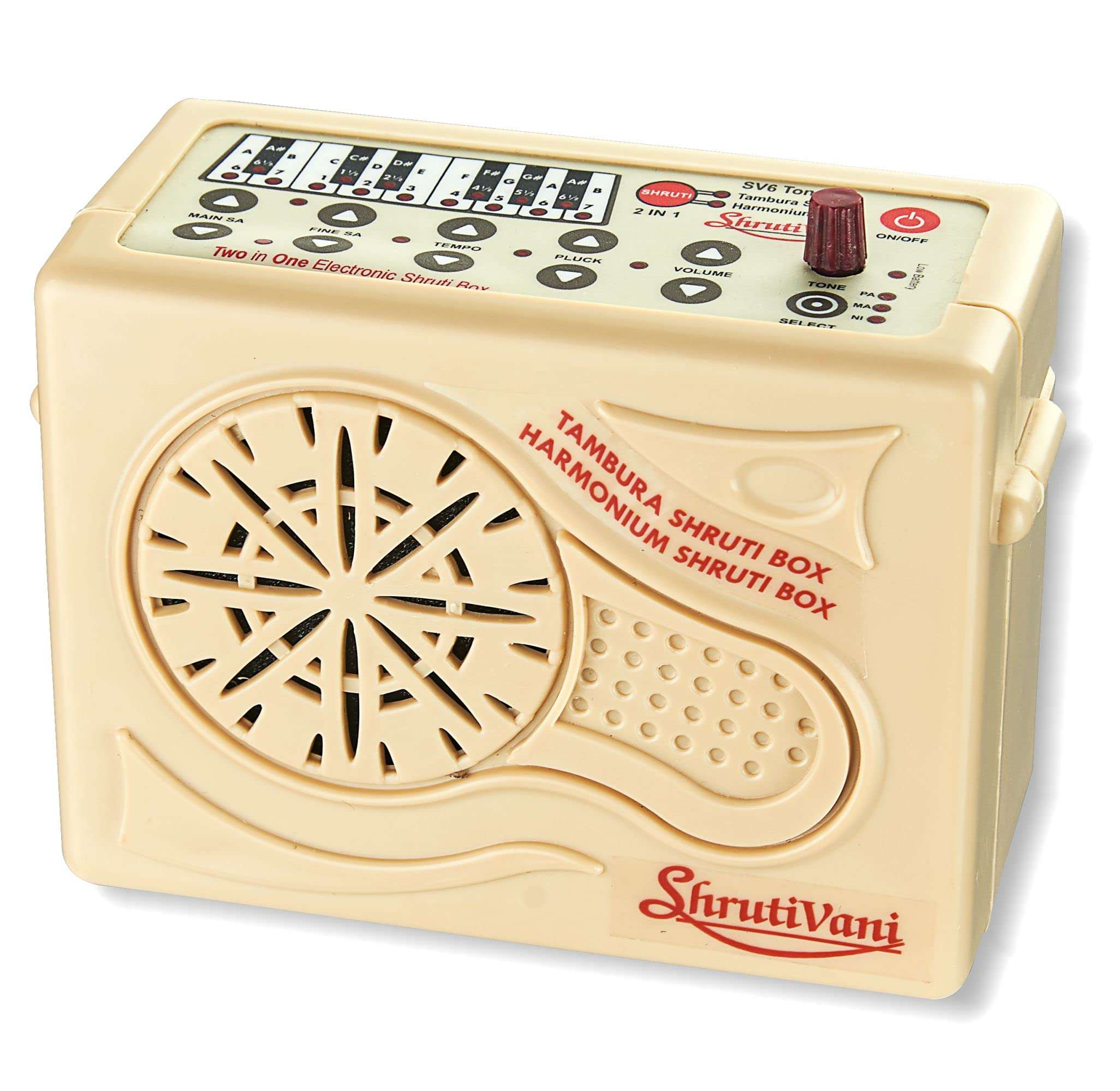 Shrutivani 2-in-1 Carnatic Electronic Shruti Box. Tanpura + Harmonium (Sruthi Petti Musical Instrument) (Beige Colour) 1