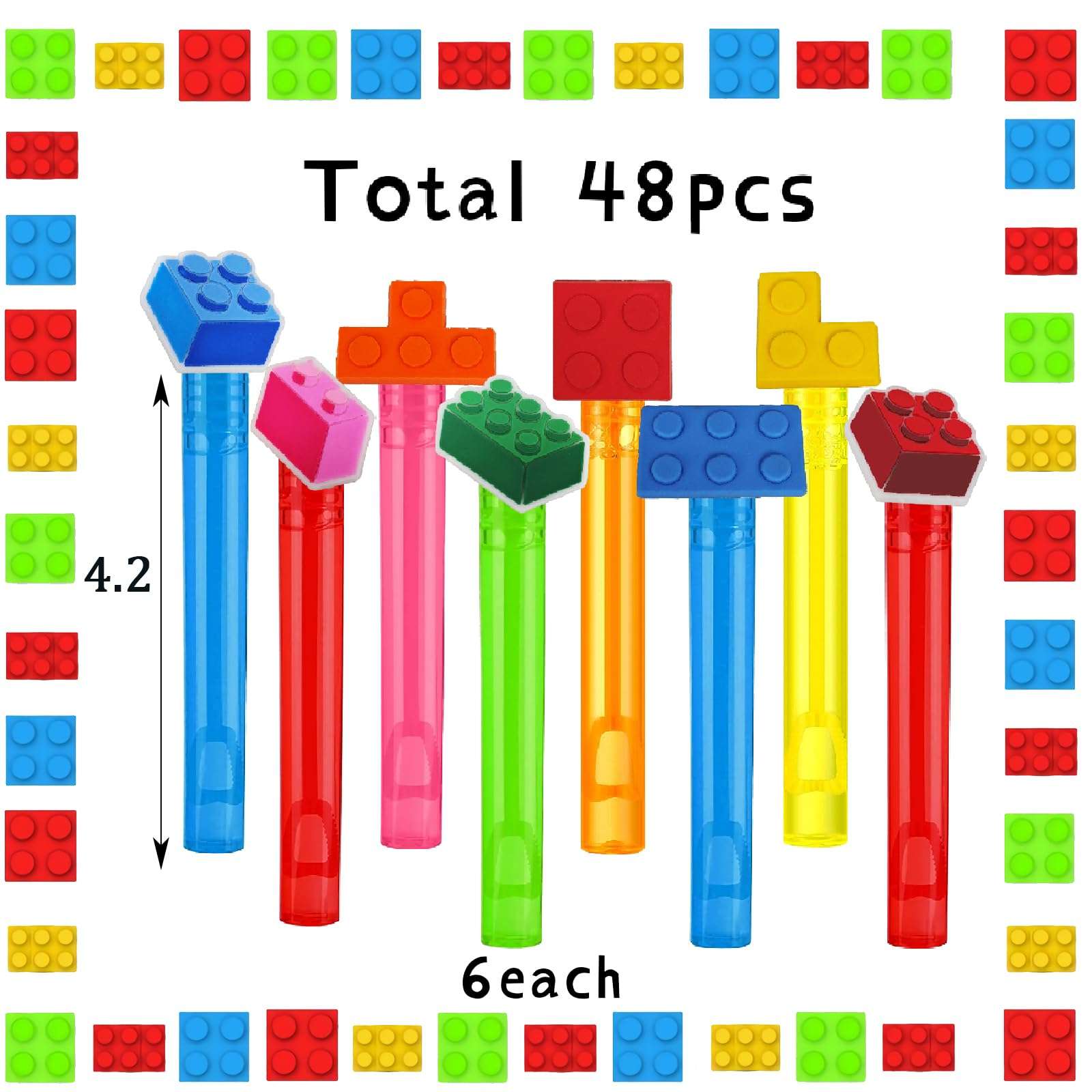 24Pcs Building Blocks Mini Bubble Wands for Kids Brick Party Favors 6 Cute Designs Cartoon Birthday Party Supplies Christmas Party Favors Toys Goodie Bag Stuffers 3