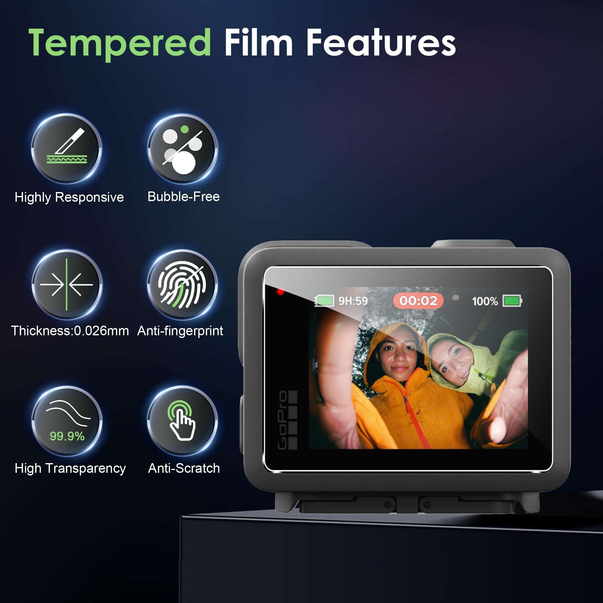 Suttkue for GoPro Lit Hero screen protector Tempered Glass flim ＆Camera Lens Protector Tempered Glass,High Definition Clear,Case Friendly,Anti-Scratch(3+3+3 pack) 5