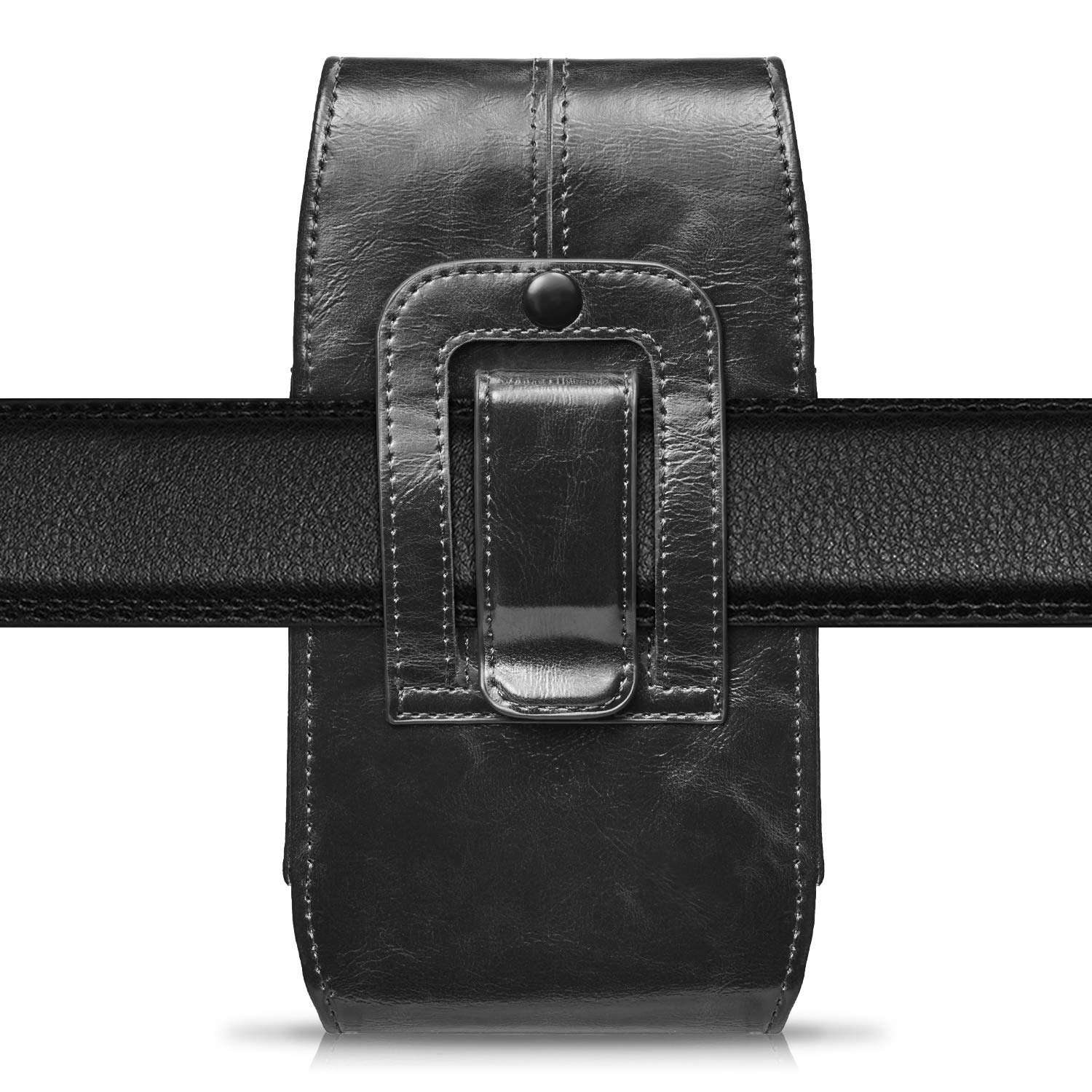 suily Cell Phone Belt Holster Waist Pouch, 5.5" Universal Vertical Leather Flip Cover Phone Belt Clip Case Magnetic Closure Pouch for iPhone 6 Plus/7 Plus/8 Plus Samsung Android Phones(Black) 6