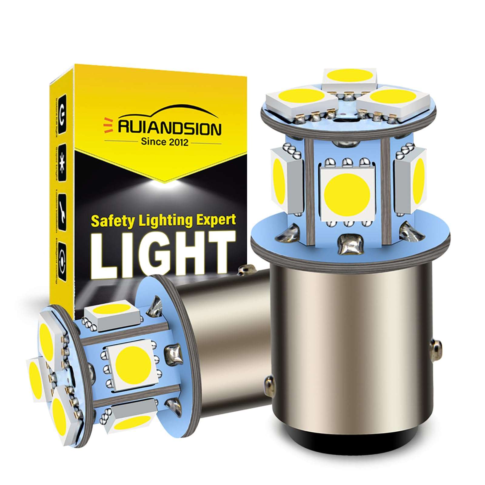 Ruiandsion 2pcs 6V 1157 LED Bulbs 5050 8SMD Chipsets 6000K White for Backup Reverse Lights Tail Lights