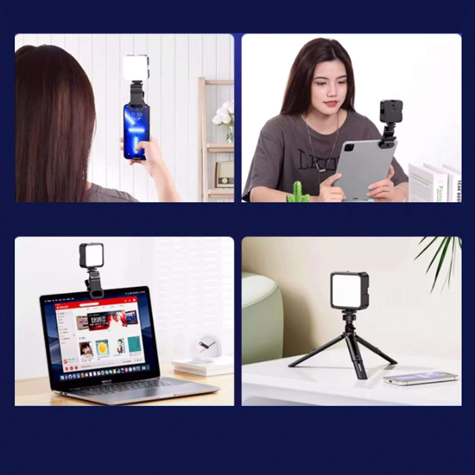 FROON Fill Light LED Atmosphere Lamp Photo Beauty Lamp Portable Fill Lamp Clip Type Mobile Phone Live Photo Lighting for Laptop Cell Phone Photography, Talla ?nica 4