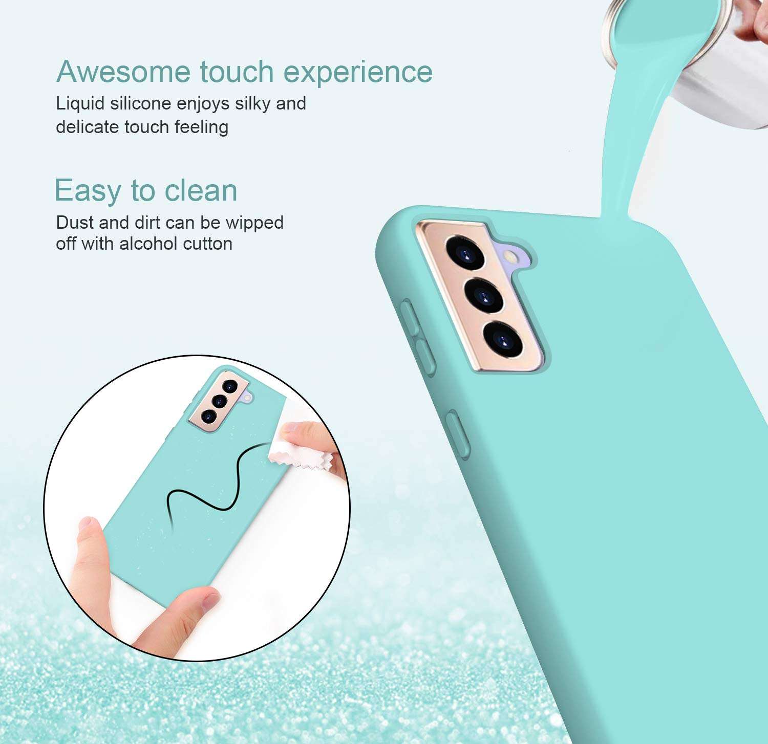 PULEN Samsung Galaxy S30 Plus Case with Screen Protector [1 Pack],Rugged PC Front Cover + Soft Liquid Silicone Non-Slip Back Cover Shockproof Full-Body Protective Case (Green) 4