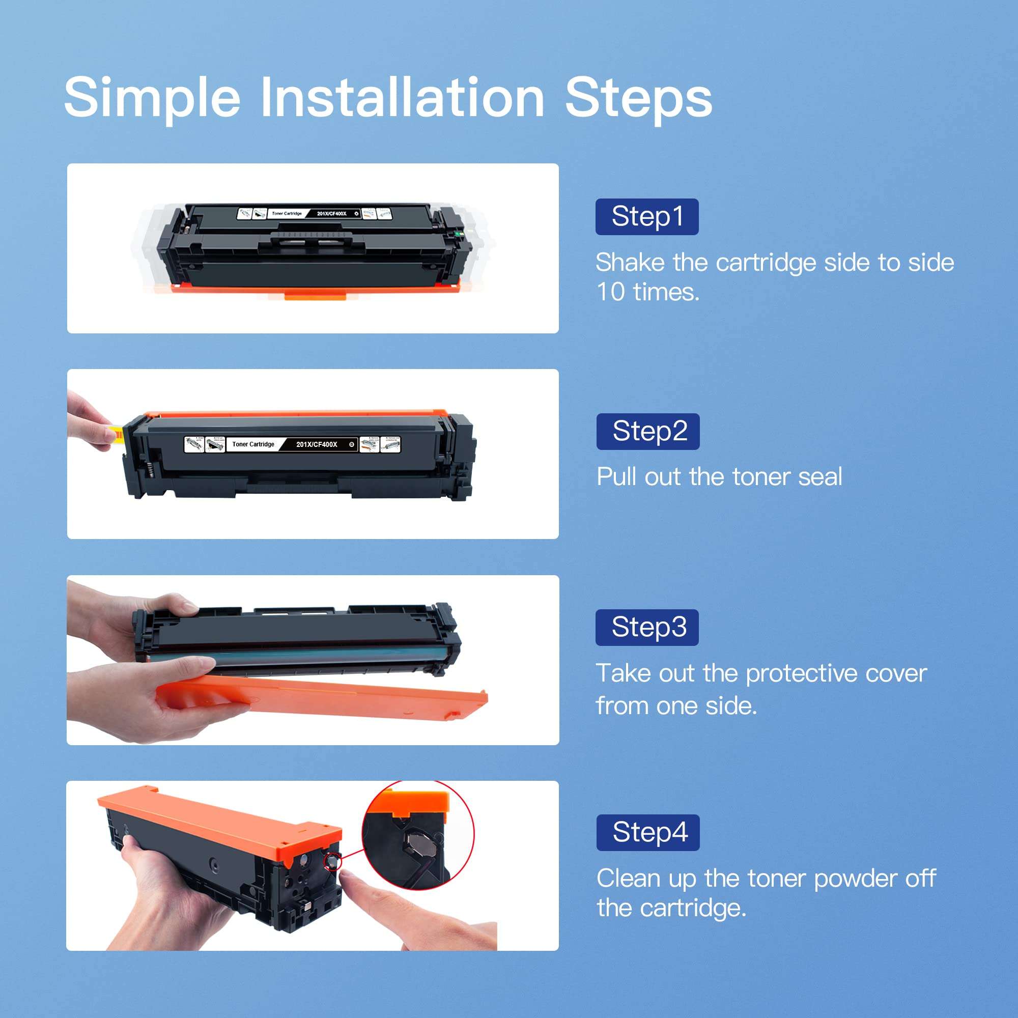 GPC Image Compatible Toner Cartridge Replacement for HP 201X CF400X 201A CF401X CF402X CF403X CF400A Compatible with Laserjet Pro MFP M277dw Toner M252dw M277n M252n MFP M277c6 Printer Tray(4-Pack) 5