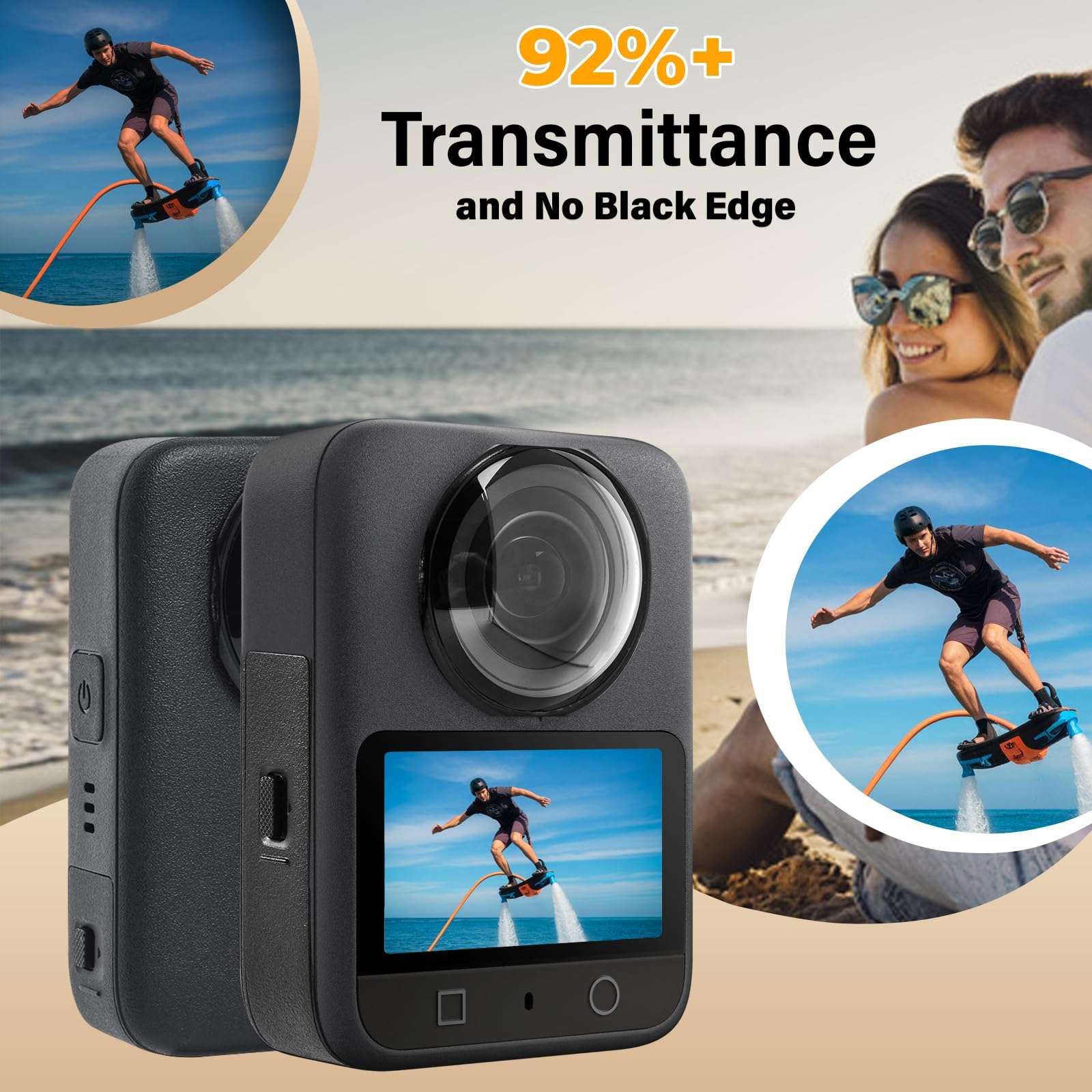 JZW-Shop Glass Lens Guard with 2 Pack Screen Protectors Compatible with DJI OSMO 360 Camera, 9H, Scratch Protection, Anti-Fingerprints, Bubble-Free, HD Clear 6