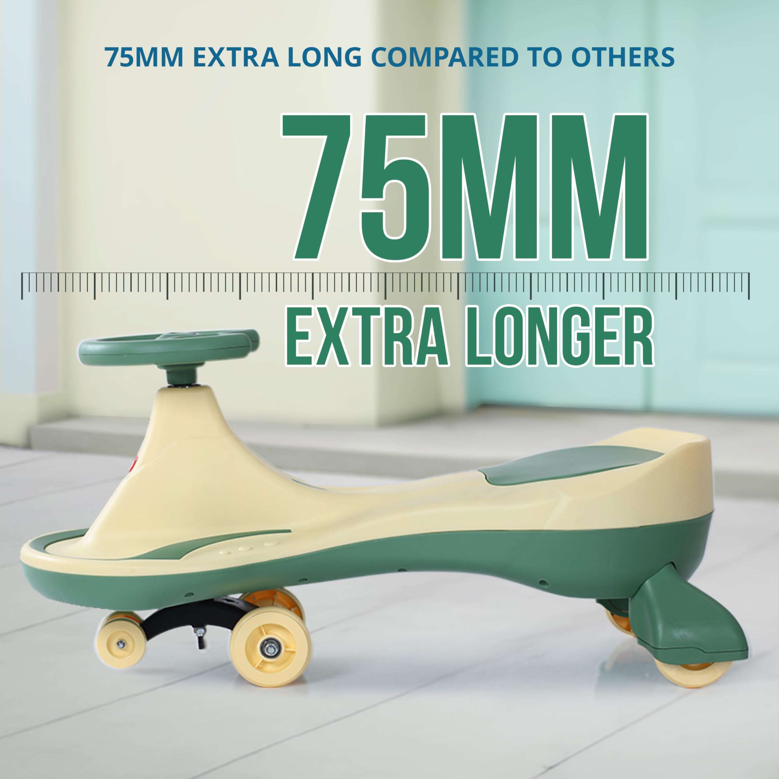 LuvLap Sunny Swing Car, Kids Push Car, Magic Car for Kids, Comfortable Seats & Durable, Ride On Magic Car for 3+ Years Baby Boy & Girl, Beige & Green 5