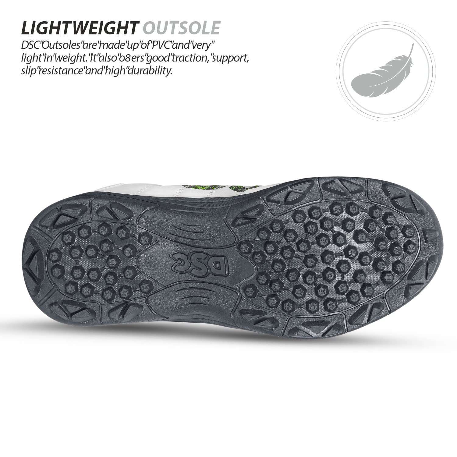 DSC Beamer Cricket Shoe for Men & Boys (Light Weight | Economical | Durable | Size UK: 11) Grey-White 6