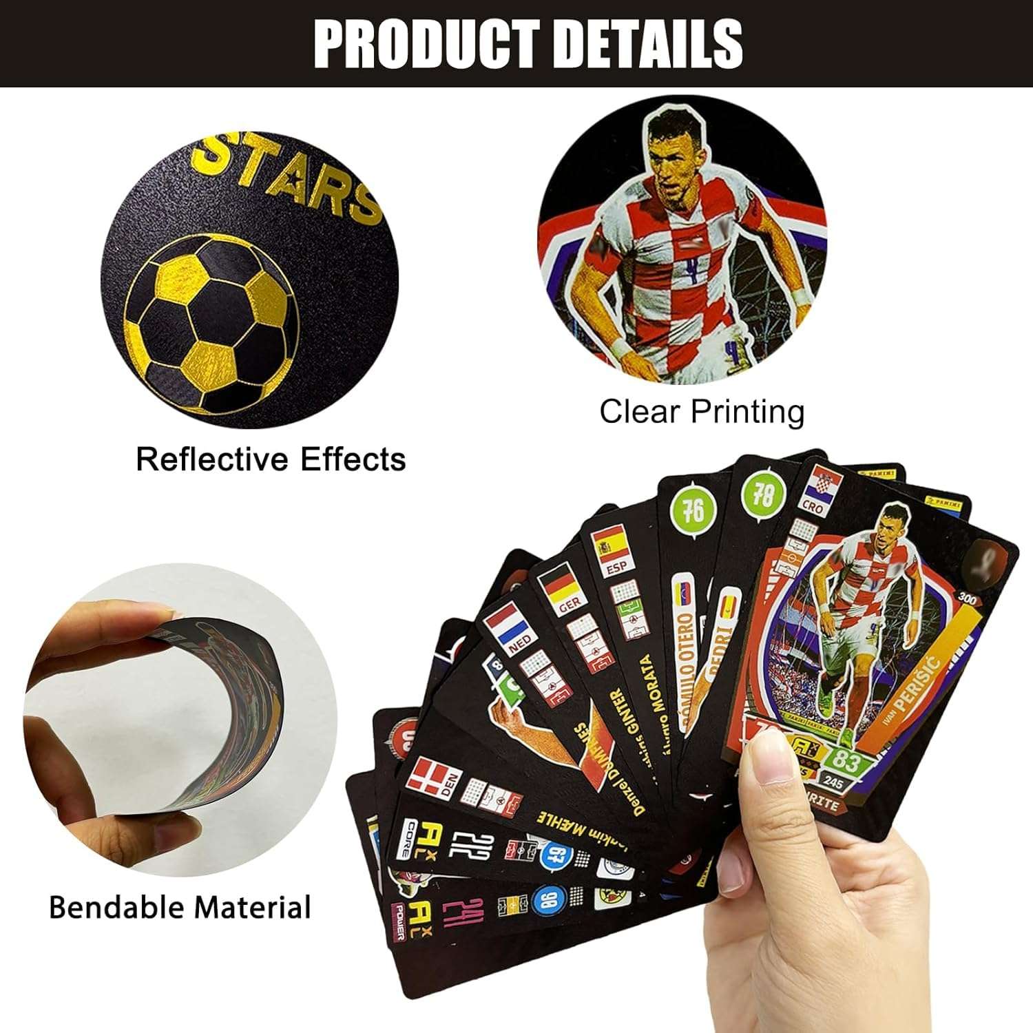 World Football Stars Trading Card Set, 55 Cards of The World's Greatest Soccer Stars Soccer Legends, Great Gift for Any Soccer Enthusiasts (Black) 4