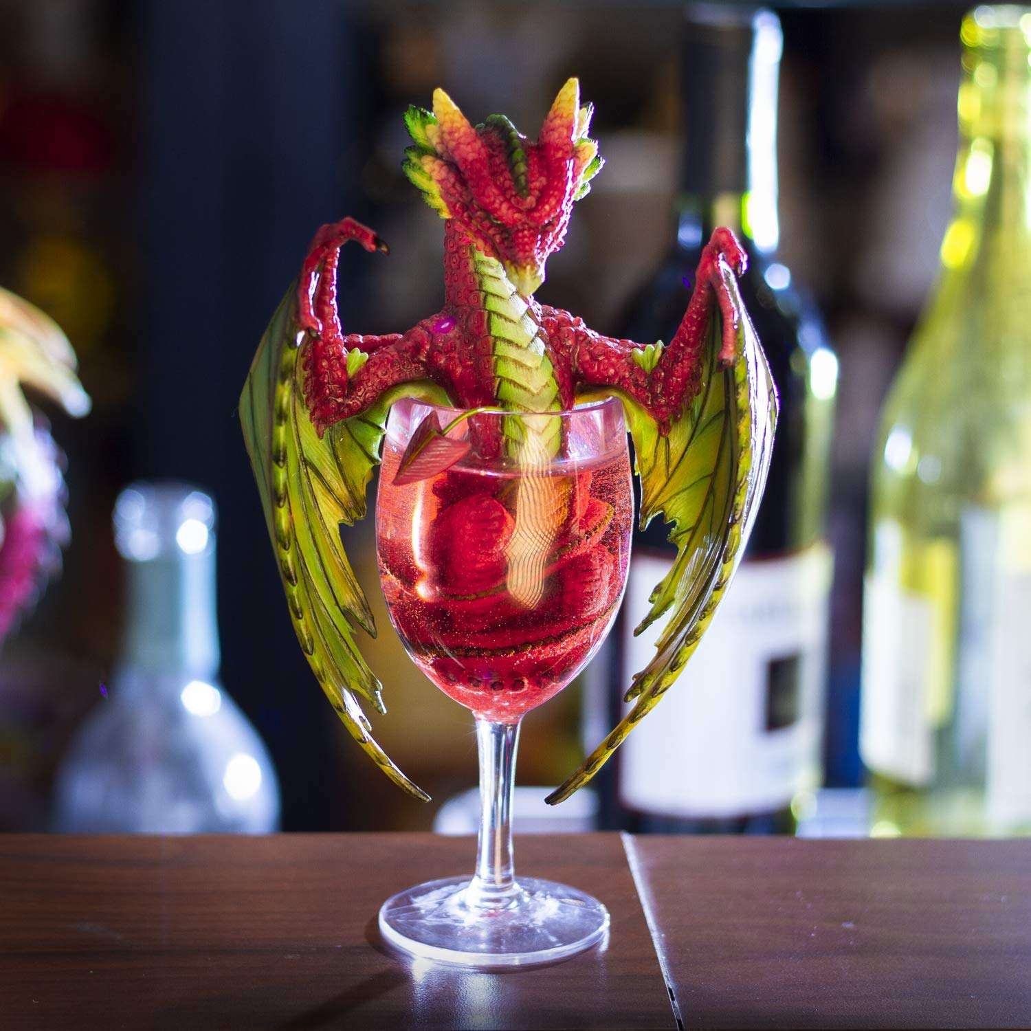 Pacific Giftware Liquor Daquiri Winged Dragon in Cup Resin Figurine by Stanley Morrison 3