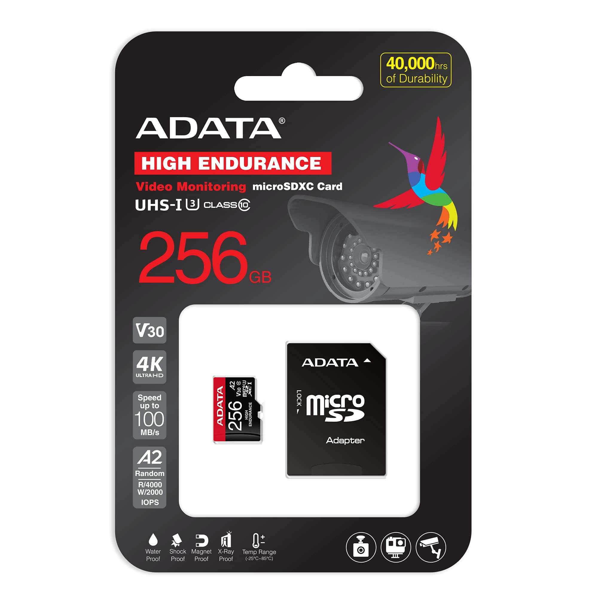 ADATA High Endurance 256GB UHS-I U3 V30 A2 Class 10 Micro SDXC Memory Card (AUSDX256GUI3V30SHA2-RA1) 5