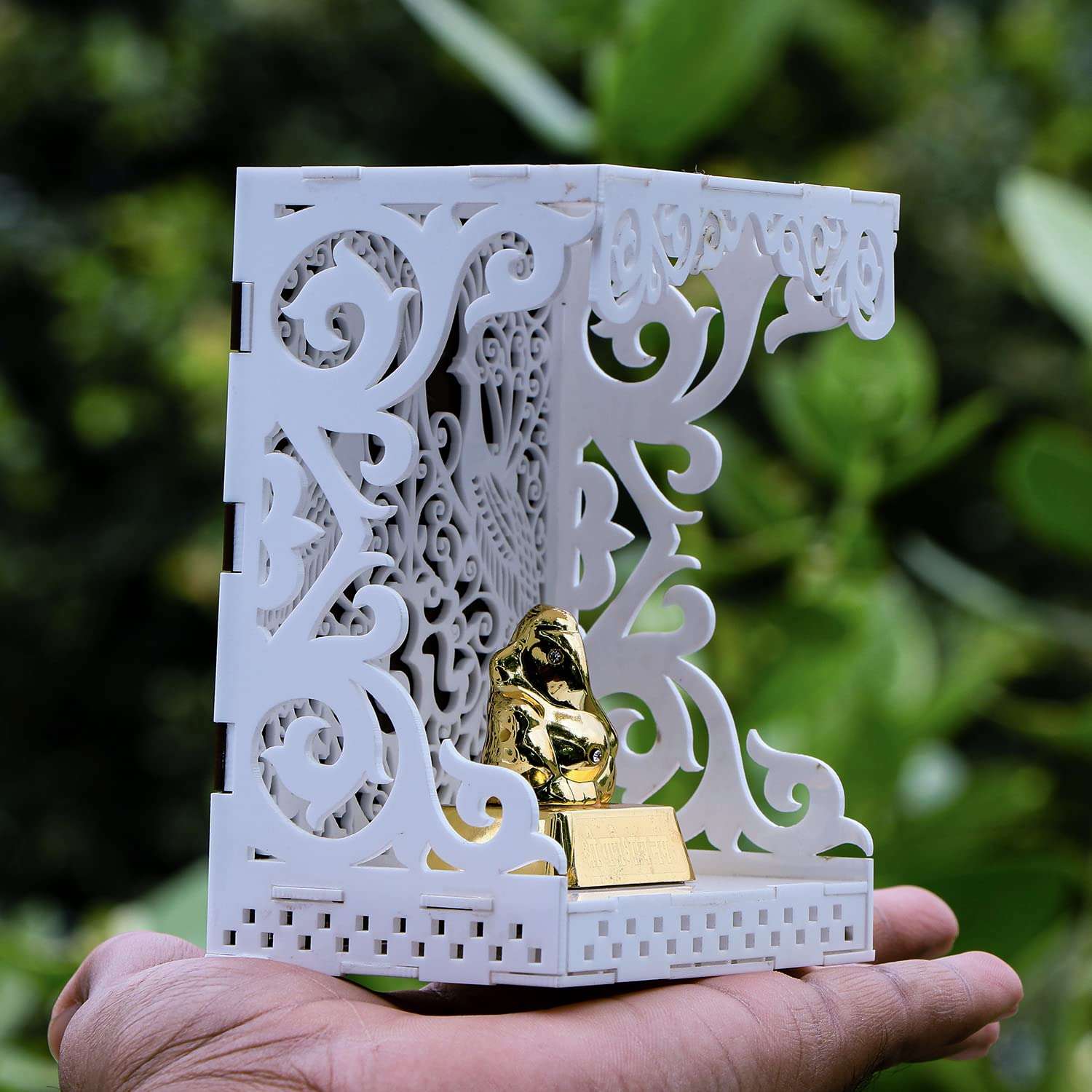 VPLLEX Car Temple for Dashboard | Temple with Essential Oils | Religious Gift | Wooden Temple | Mandir | Fragrances with Temple | Car Showpiece | Car Interior Decoration (Om_Softner) 6