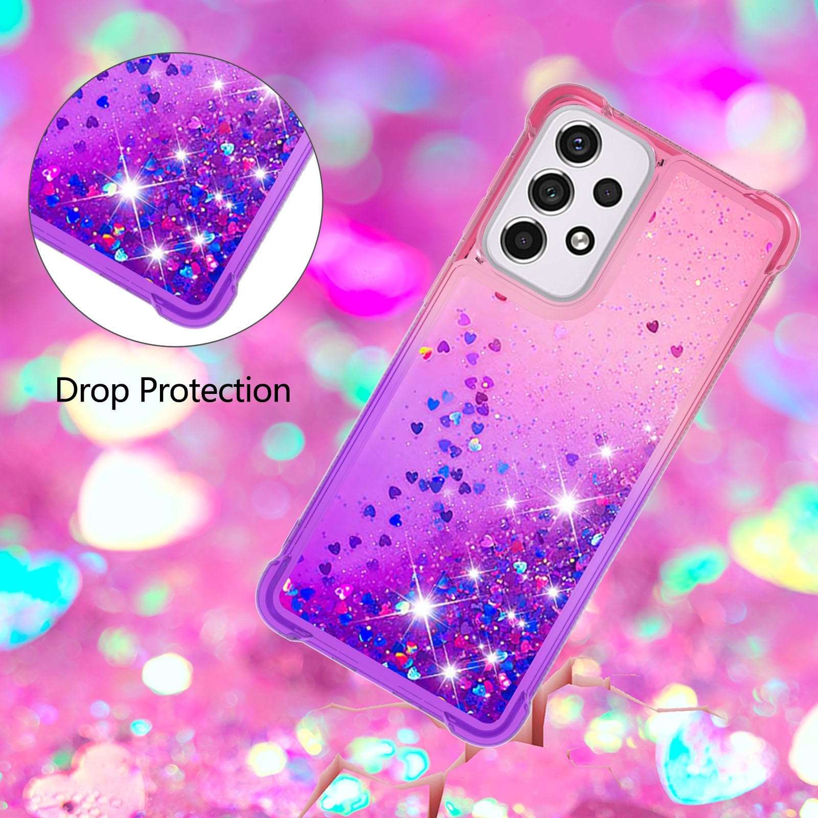 Case for Galaxy S20 FE,S20 Fan Edition,S20 Lite,Gradient Bling Sparkle Moving Glitter Quicksand Case with Anti-Fall Angle for Samsung for Galaxy S20 FE 5G(Pink) 2