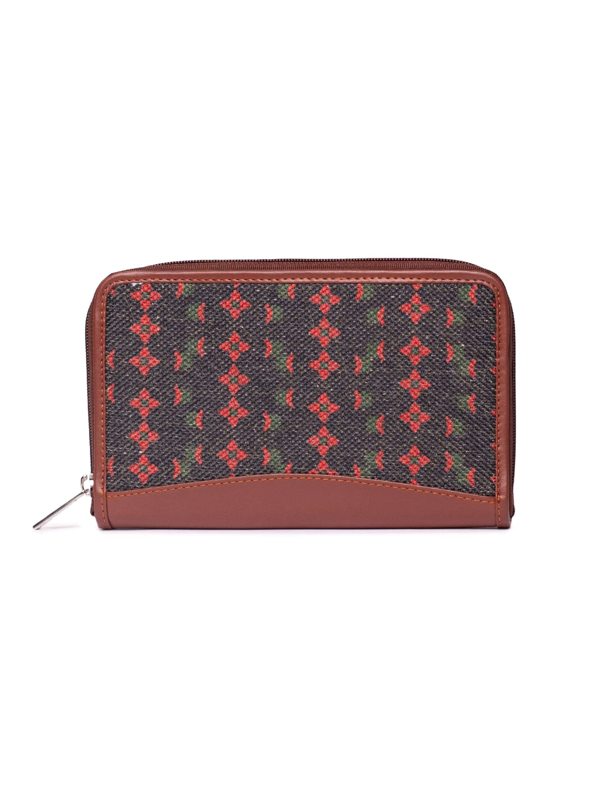 ZOUK Women's Handcrafted Shobha Niwas Lotus Motif Classic Chain Wallet for Mobile Phones 1