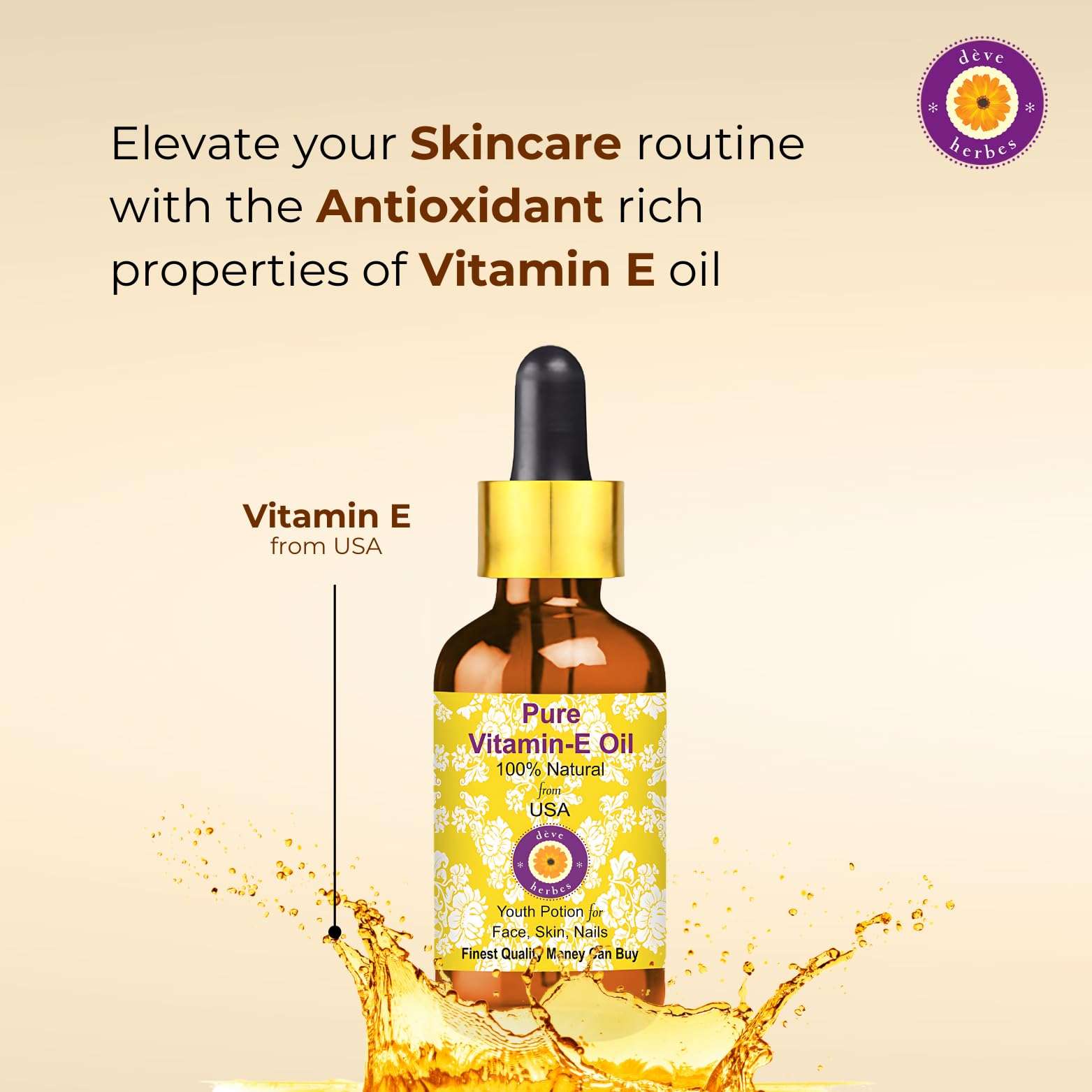 Dev Herbes Pure Vitamin E Oil Natural Therapeutic Grade 15ml (0.50 Ounce) 4