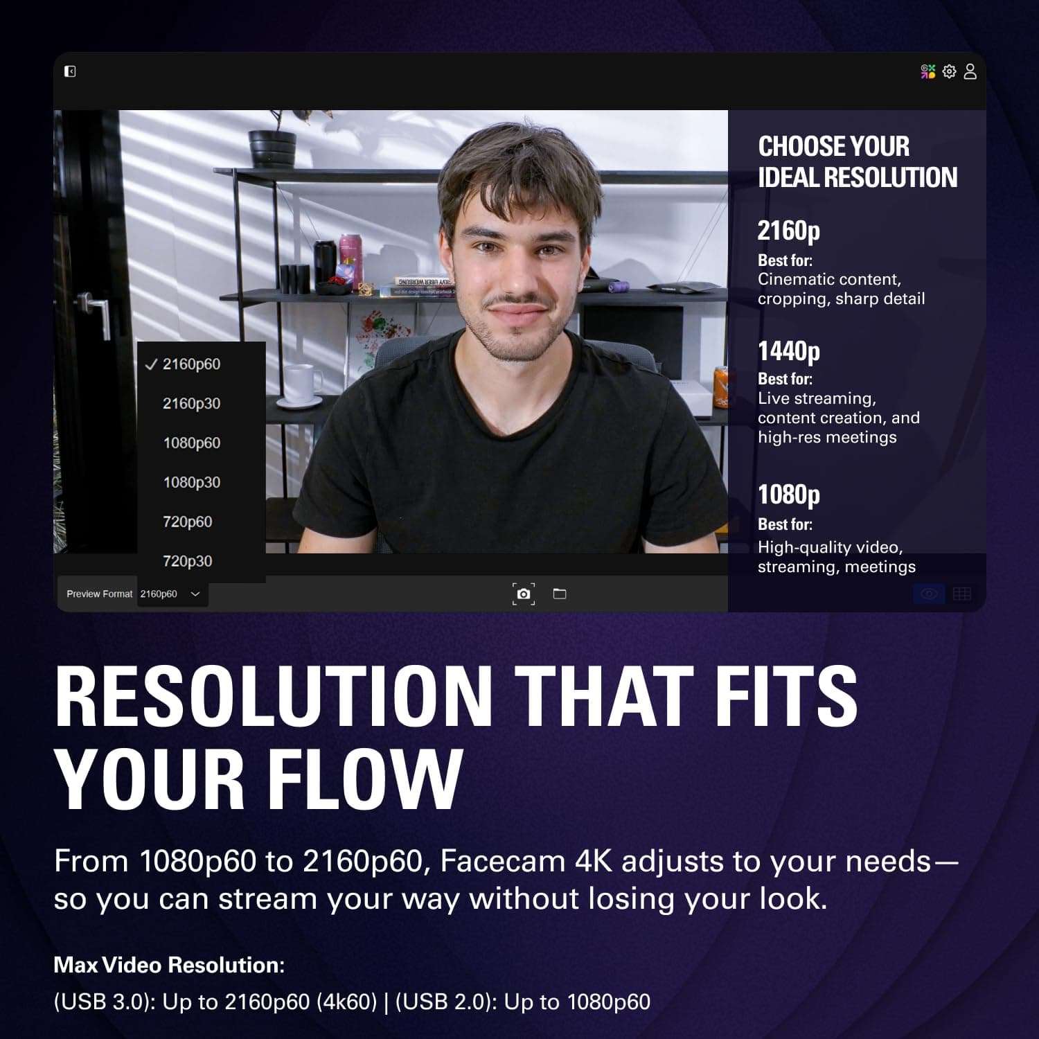 Elgato Facecam 4K - 4K60 Studio Webcam, DSLR-Like Control, Cinematic Effects, 49mm Lens Filters, HDR, Uncompressed Video, Optimized Focus Area | USB-C for PC & Mac 6