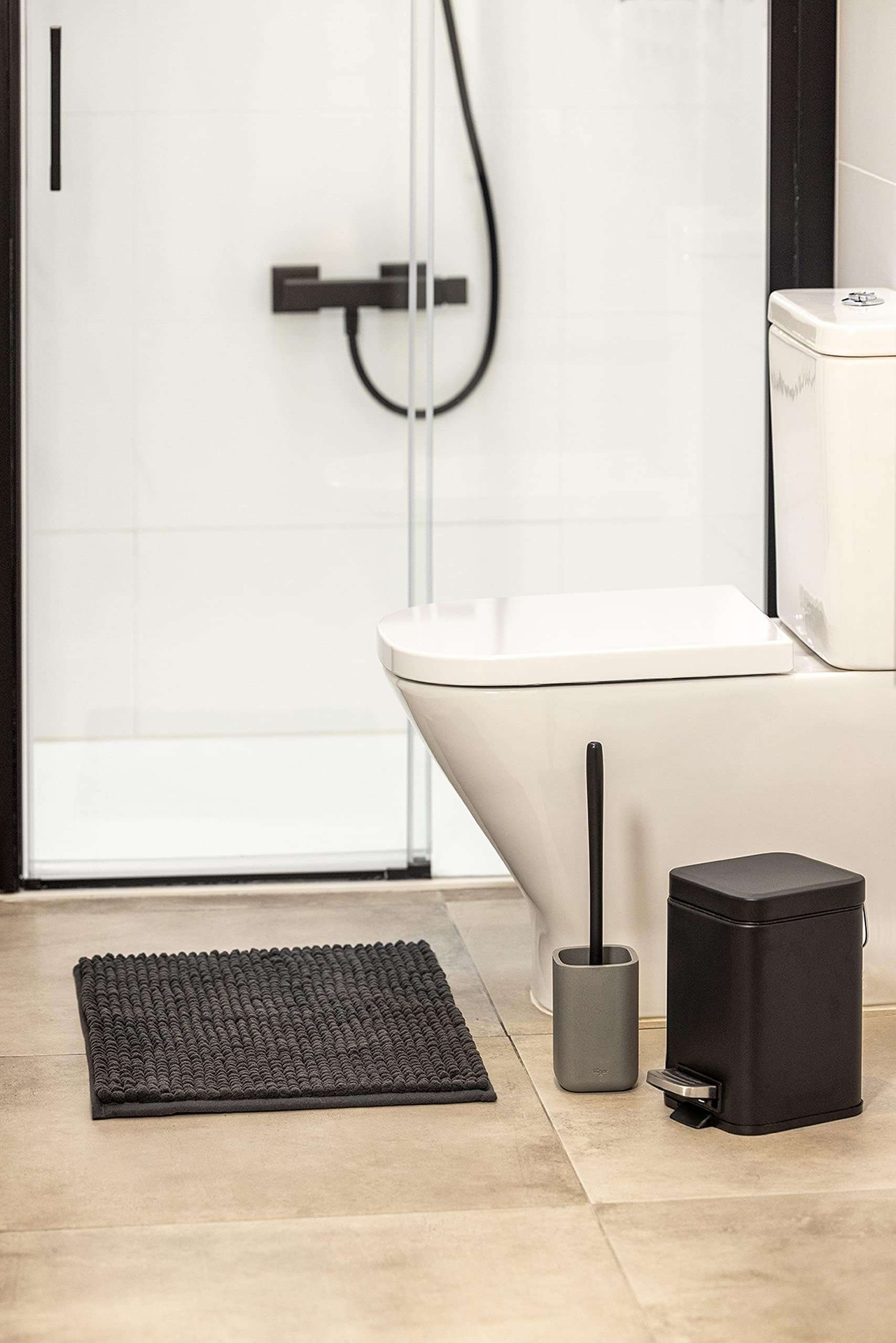 Vigar Zense Collection Concrete Toilet Brush and Holder Set, for Modern Luxury Bathroom, Fine Polyresin Stone 5