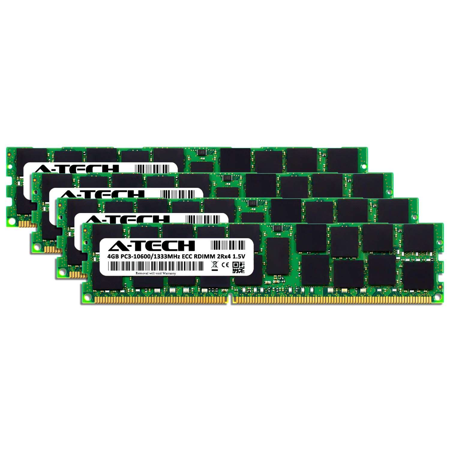 A-Tech 16GB Kit (4x4GB) ECC RDIMM Memory for Mac Pro Mid 2010 & Mid 2012 (MacPro5,1) | DDR3 1333MHz Registered DIMM PC3-10600 Dual Rank 2Rx4 1.5V 240 Pin RAM Upgrade 2