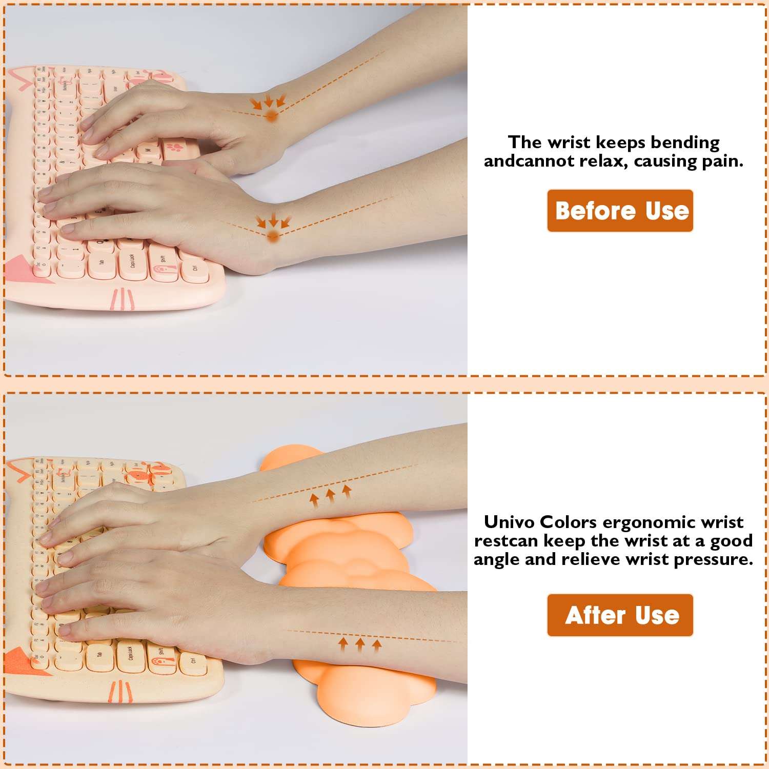 Gaming Keyboard Cloud Wrist Rest Pad,Memory Foam Keyboard Palm Rest,Ergonomic Hand Rest,Soft Leather Wrist Rest for Computer Keyboard,Laptop,Mac,Lightweight for Easy Typing Pain Relief (Orange) 6