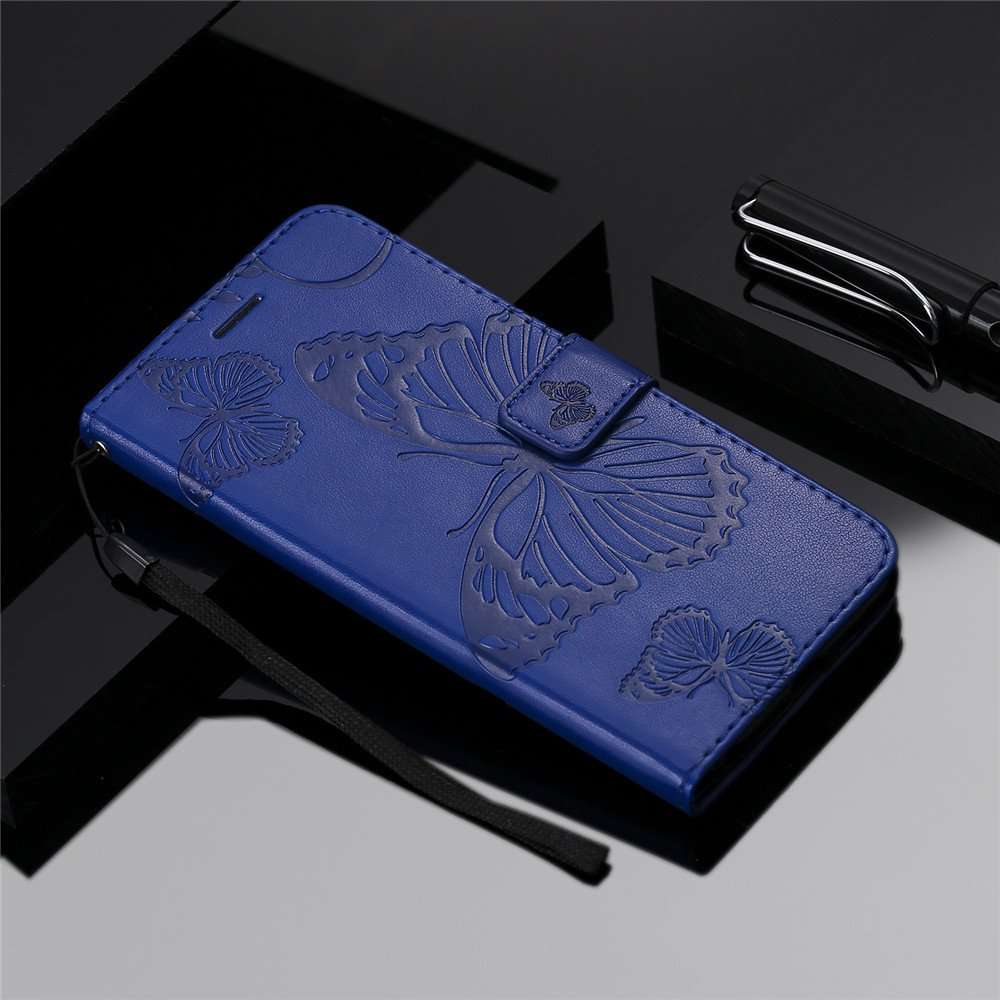 COTDINFORCA for Samsung A20S Case PU Leather Butterfly Embossing Flip Samsung Galaxy A20S Wallet Case Fold Stand Smartphone Phone Case for Samsung Galaxy A20S. Butterfly Blue KT 6