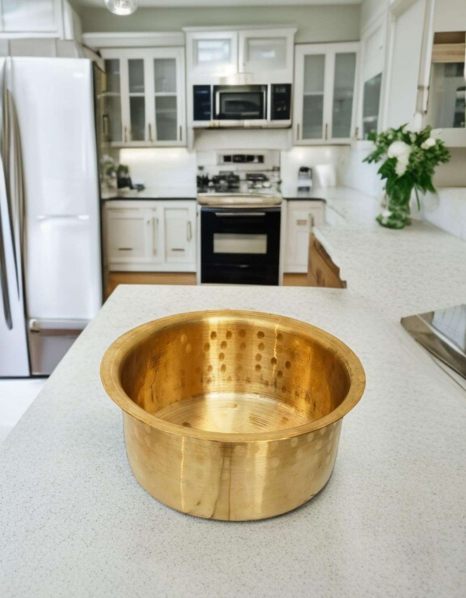 Blissful decor Pateli Patila Peetal Bhagona Hammered Patila, Brass Tope, Brass Cookware, Patila, Round Heavy Bottom Tapeli, Bhagona Capacity- 3 Liter Weight -950 GMS aprox 1