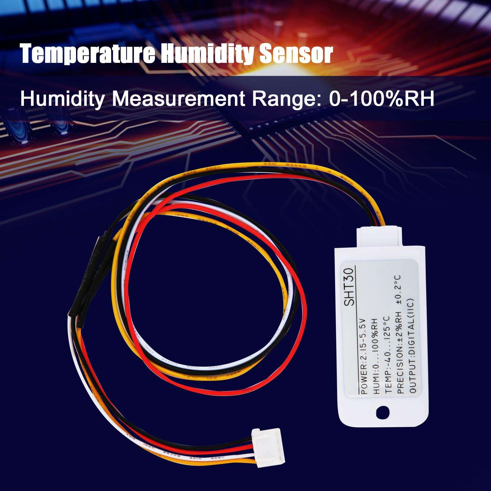 Temperature Sensor, 1Mhz SHT30 Temperature Humidity Sensor, Durable Full Calibration, Xh2.54 4P Terminal for -40-125℃ Iic Digital Signal 3
