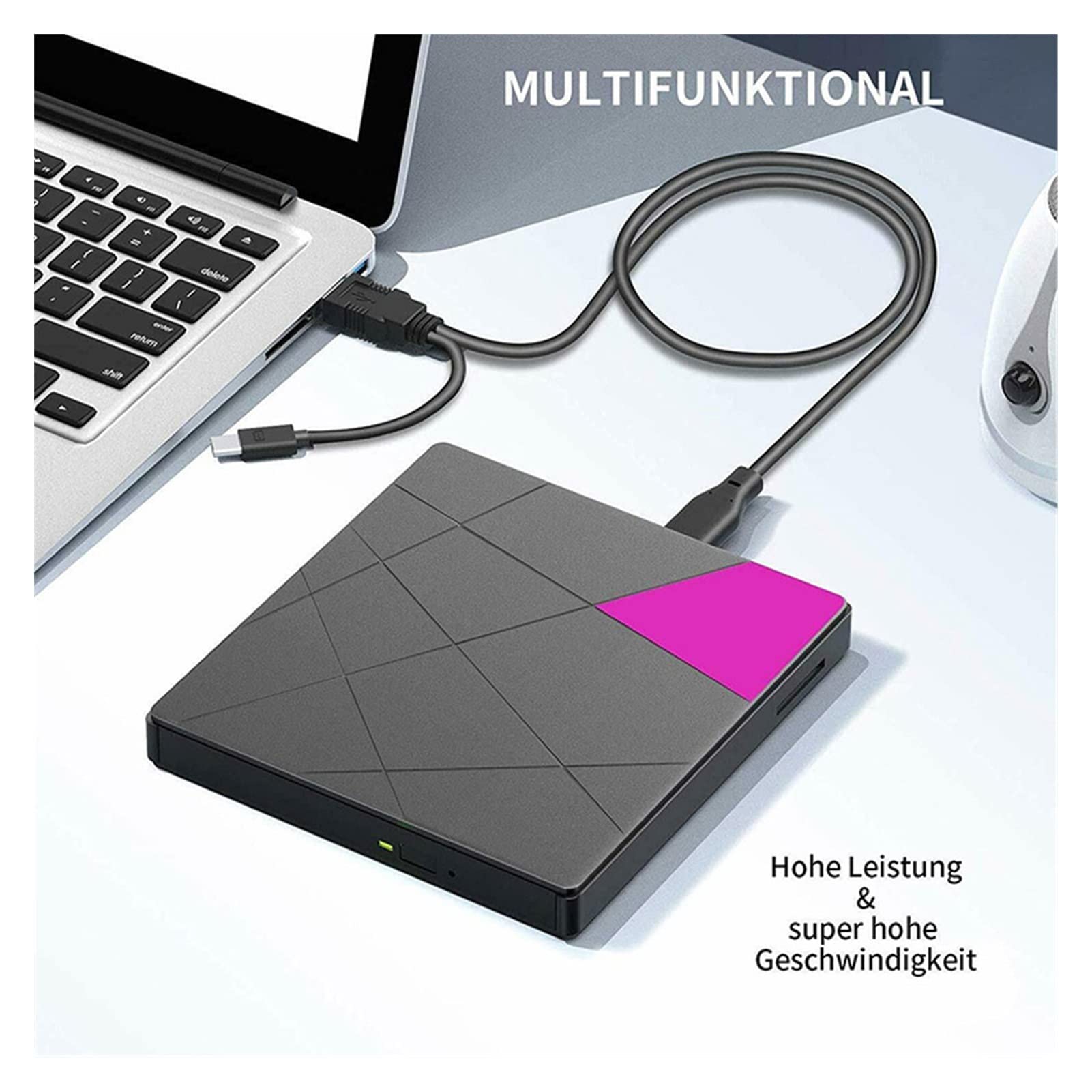 DVD Player USB 3.0 External DVD/CD Burner Writer Super Slim Drive RW SD Card Reader Portable DVD Player Compatible with USB 2.0/USB 1.0 Mini dv Player 3