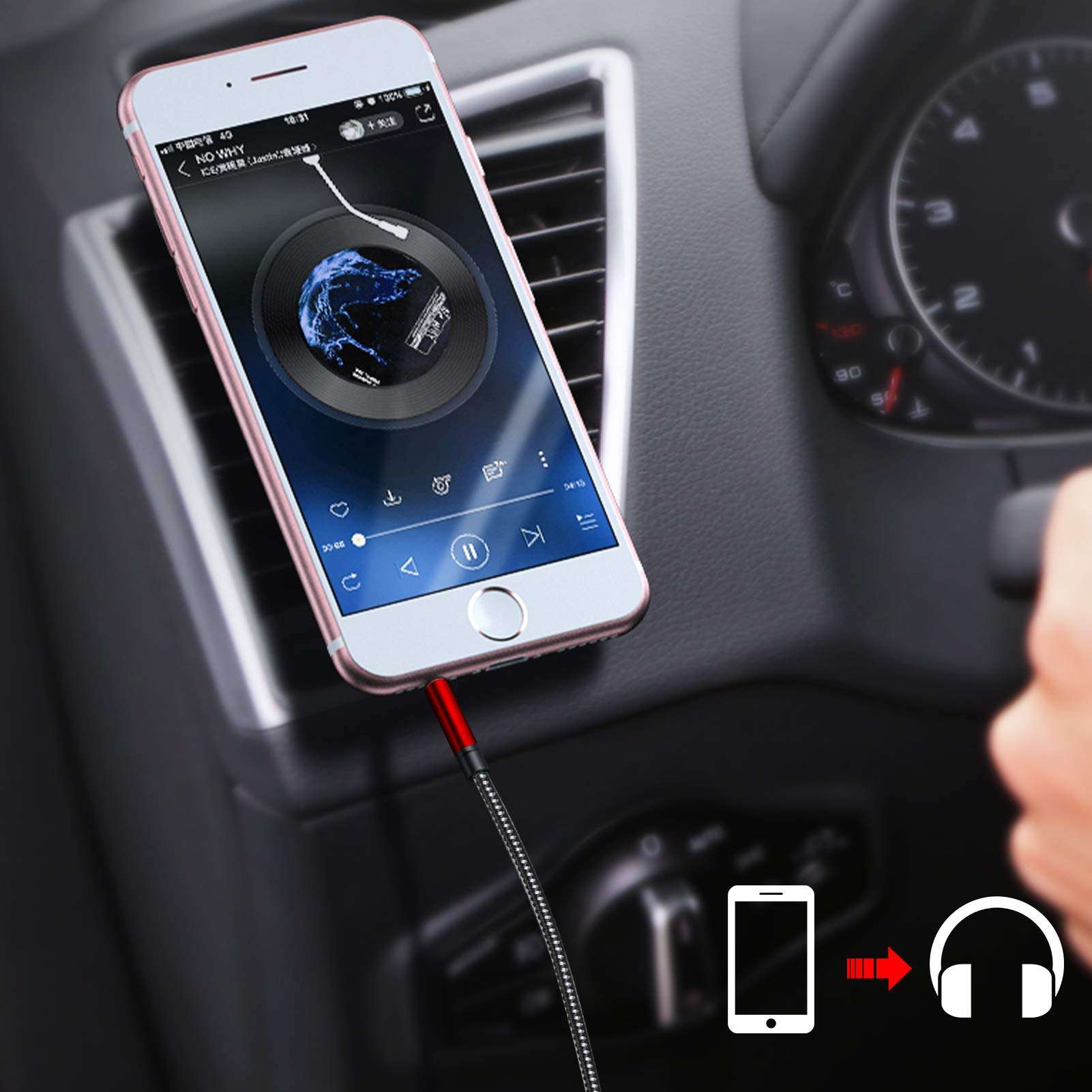 3.5mm Long AUX Audio Cable10M,NeeKeons Male to Male Audio Cable Nylon Braided Stereo Aux Cable/Auxiliary Cable/Aux Cord for PS4,Phone, Tablets, Headphones, Headset, PC, Laptop and More (10m/30ft) 5