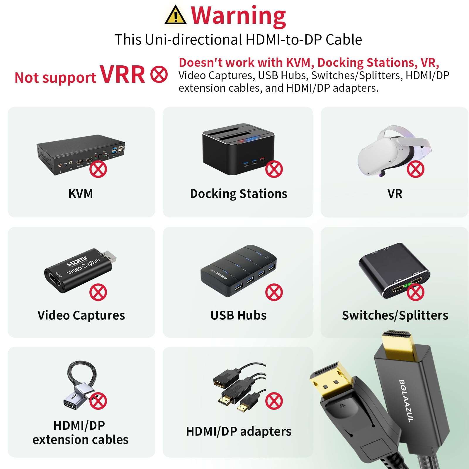 BolAAzuL Active 4K HDMI to Displayport 1.2 Converter Adapter Cable, from HDMI Source to DisplayPort Monitor Cable - Unidirectional M/M - for PS3/PS4/TV/Monitor/Projector 5