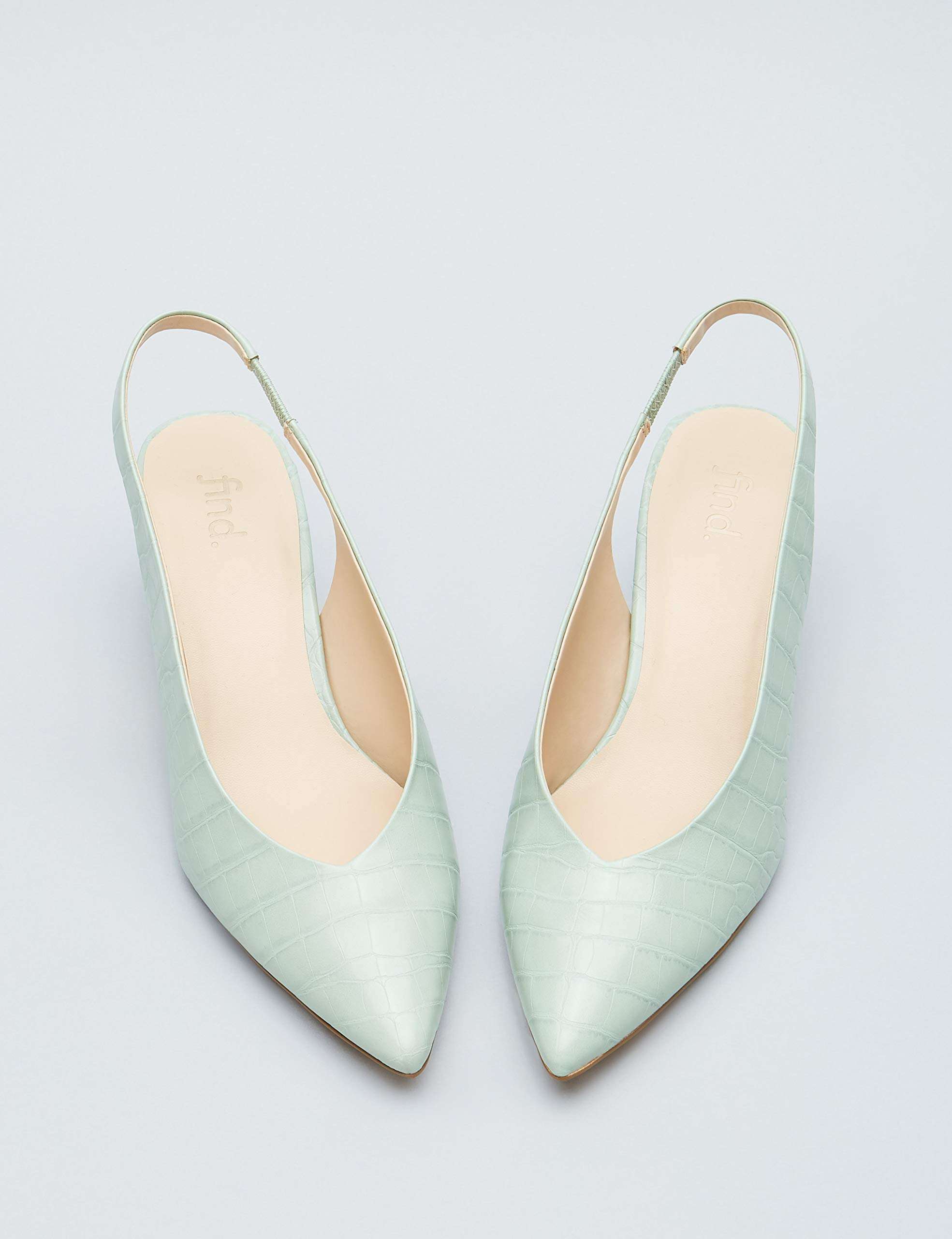 FIND Kitten Heel Sling Back, Women’s Mary Jane, Green (Jade Croc Jade Croc), 5 UK (38 EU) 2