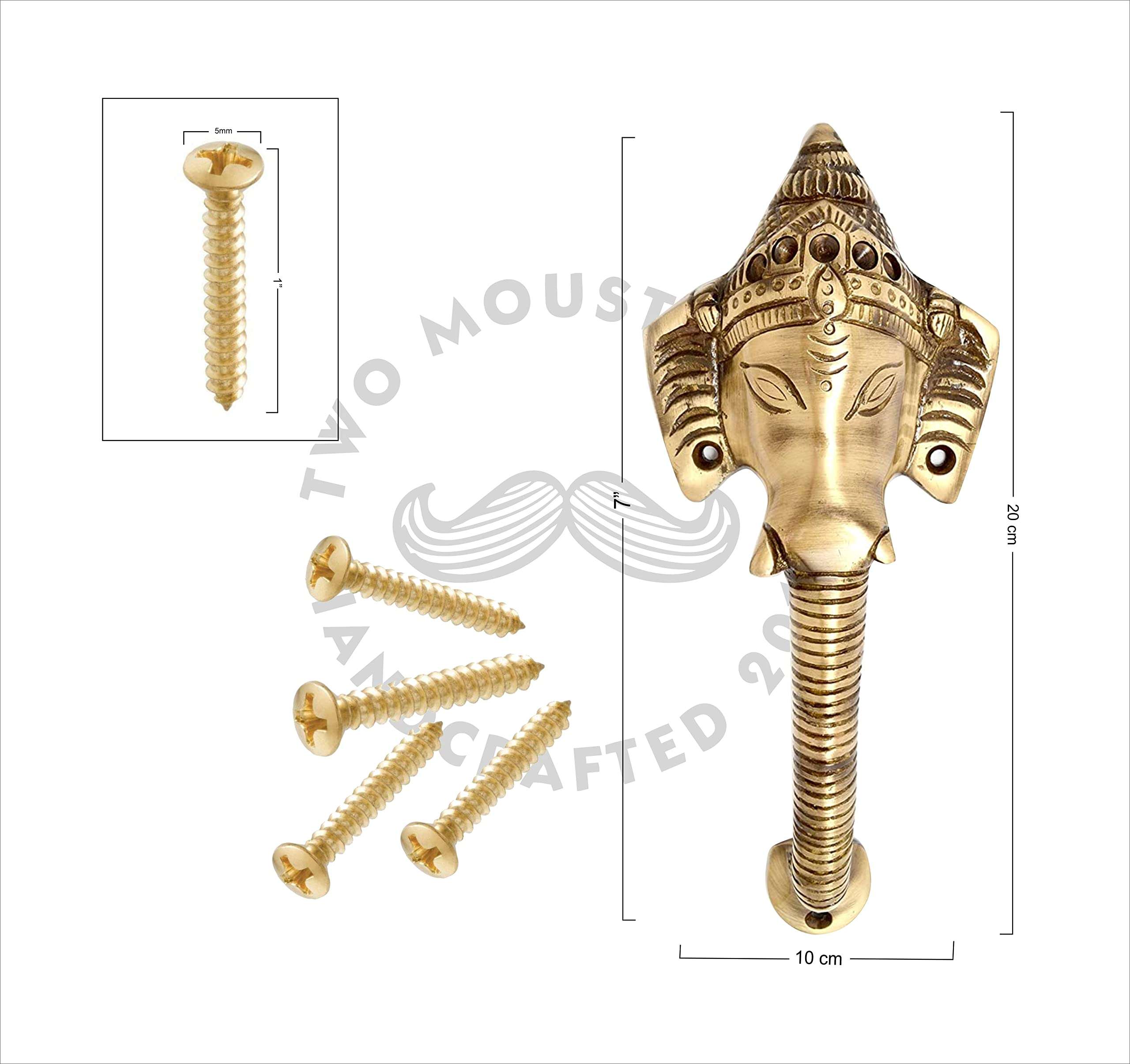Two Moustaches VZH068 Brass Crown Ganesha Door Handle 6