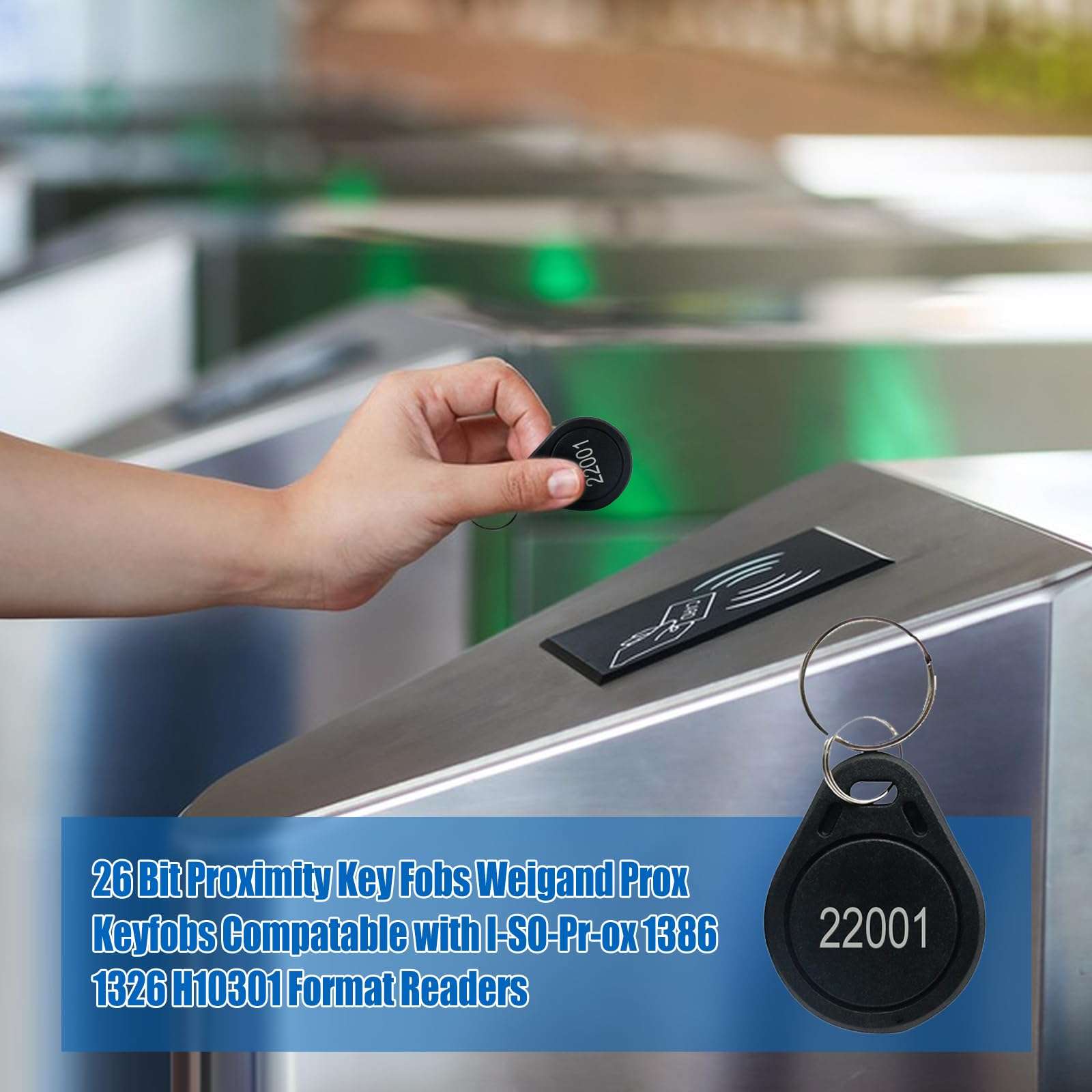 100pcs RFID Key Fobs Writable, Thin 26 Bit Proximity Key Fobs Fit for Prox Key ISO-Prox 1346 1386 1326 H10301 Format Readers, Works with The Vast Majority of Access Control Systems Black (100pcs) 5