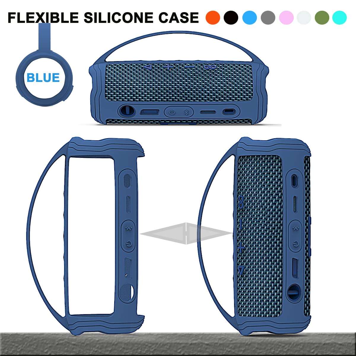 Silicone Cover Case for JBL Flip 6 Portable Bluetooth Speaker, Protective Carrying Case for JBL Flip 6 Speaker Accessories (Only Case) (Blue Case) 5