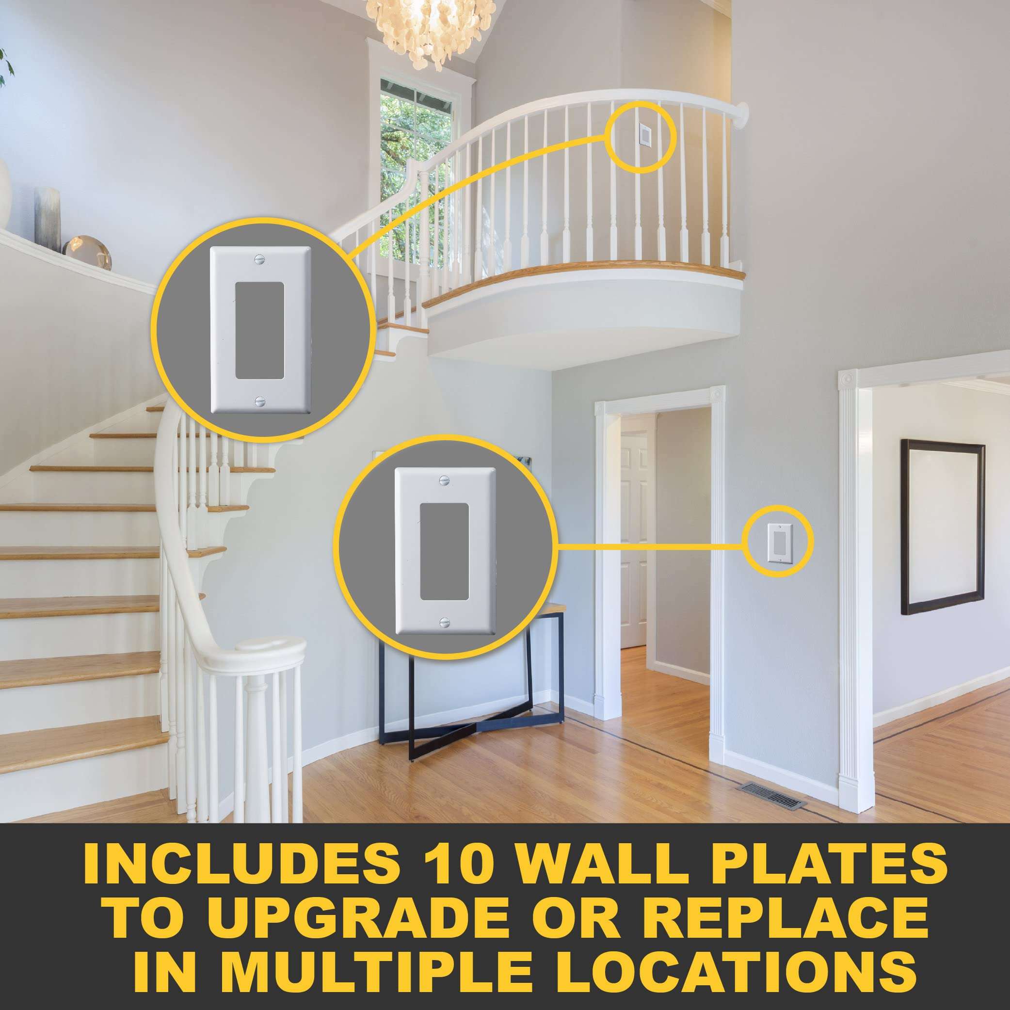 Faith White 1-Gang Decorator Wall Plate (10-pack) | Light Switch Cover Plate or Outlet Cover Wall Plate | 1-Gang Wall Plate for Decora Duplex, Rocker Switch or GFCI Outlet | Unbreakable Thermoplastic 6