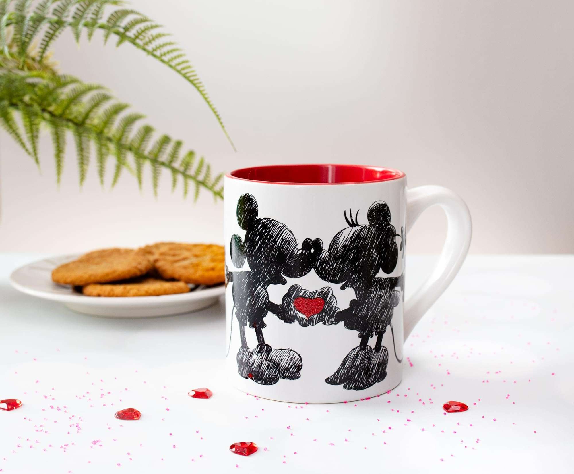 Silver Buffalo Disney Micky Minnie Heart Glitter Ceramic Coffee Mug, 14 Ounces 6