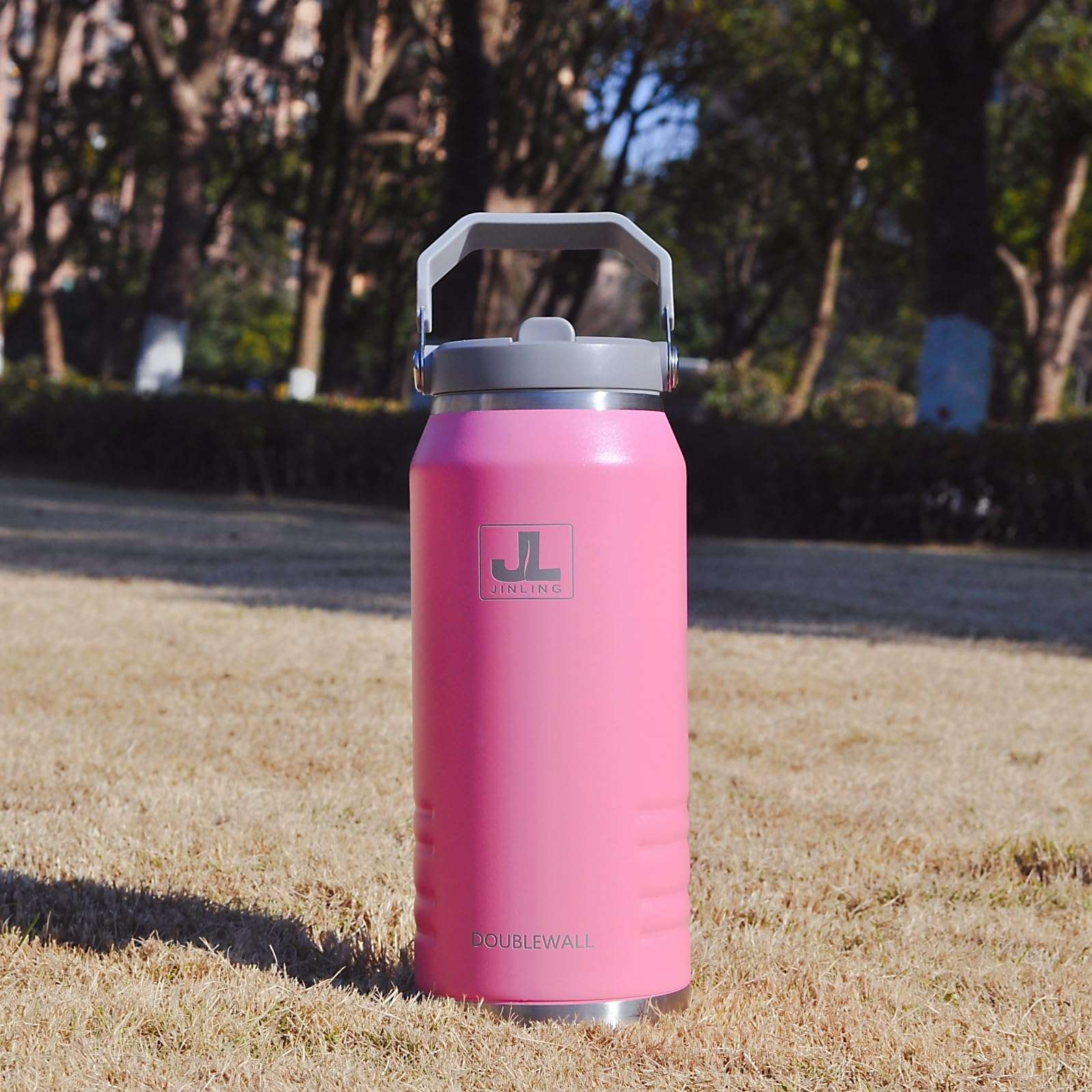JINLING 56oz Insulated Water Bottle with Straw,Stainless Steel Flask for Sports and Travel,BPA-Free,Leak Proof Locking Lid,Double Wall,Wide Mouth (pink) 5